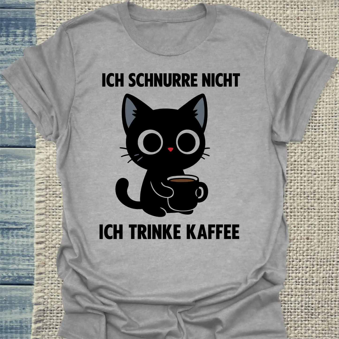 T-Shirt - Ich schnurre nicht, ich trinke Kaffee - Unisex - Katze & Kaffee Grau