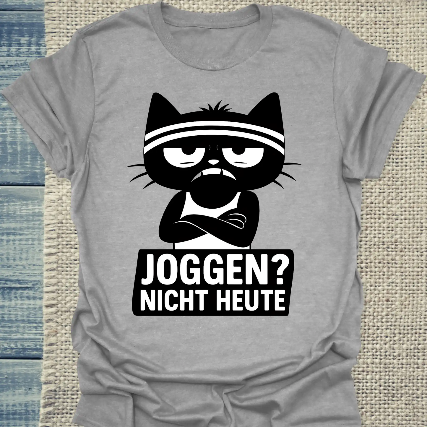T-Shirt - Joggen? Nicht Heute - Unisex - Katze, Nicht Heute Grau