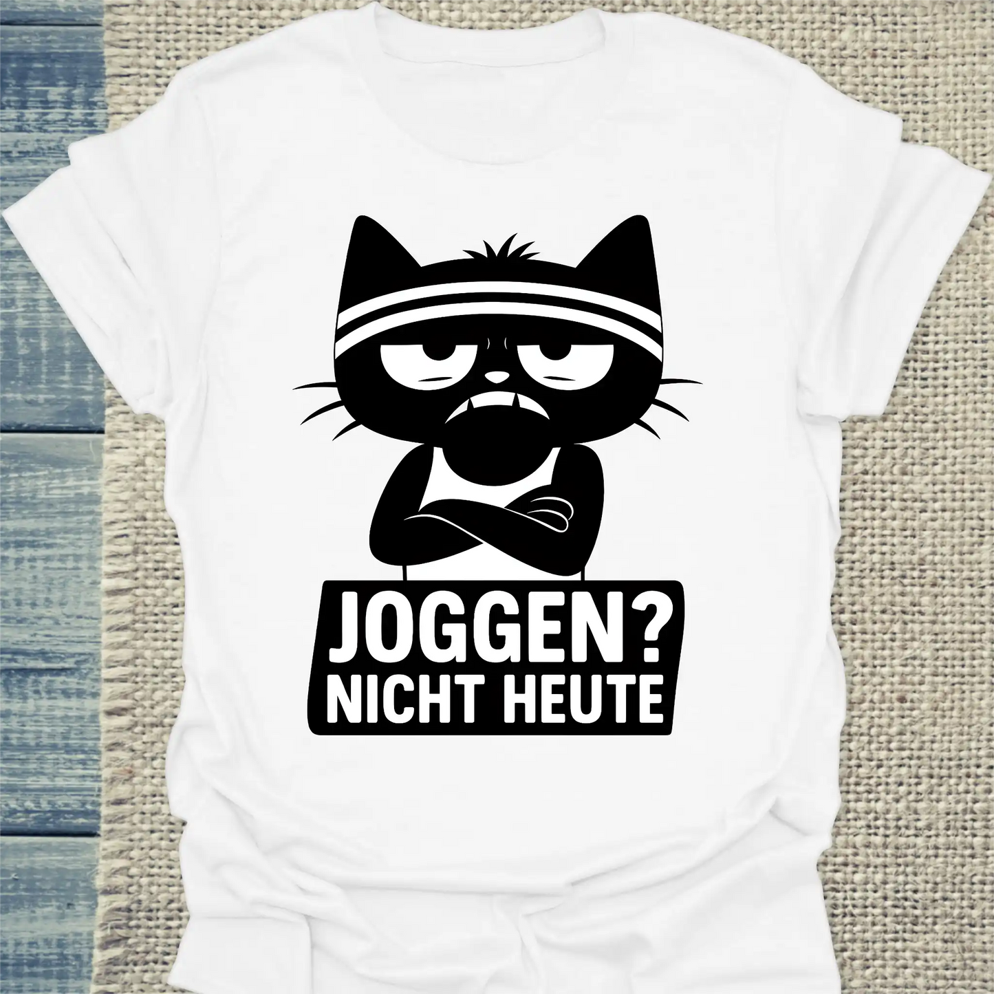 T-Shirt - Joggen? Nicht Heute - Unisex - Katze, Nicht Heute Weiß