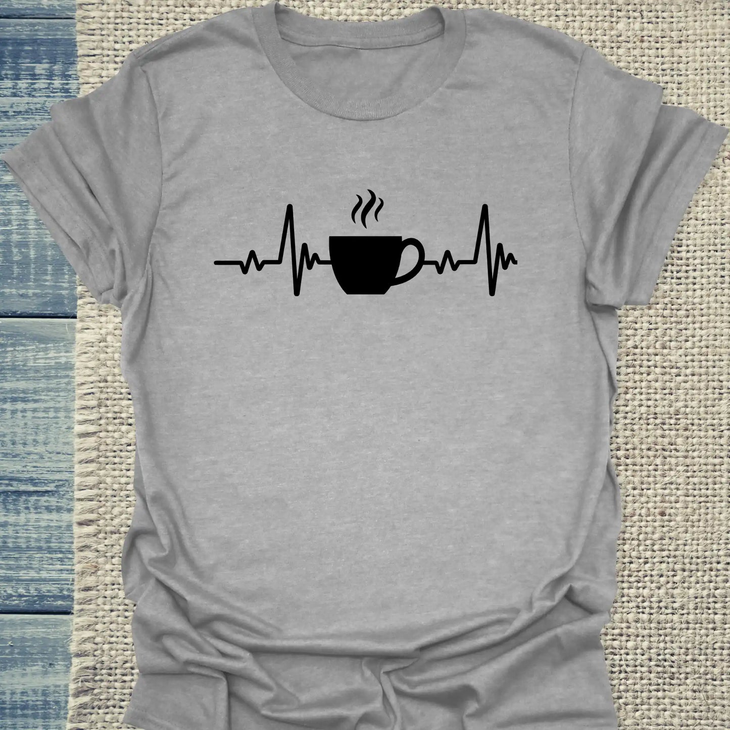 T-Shirt - Kaffee Herzschlag - Unisex - Kaffee Grau