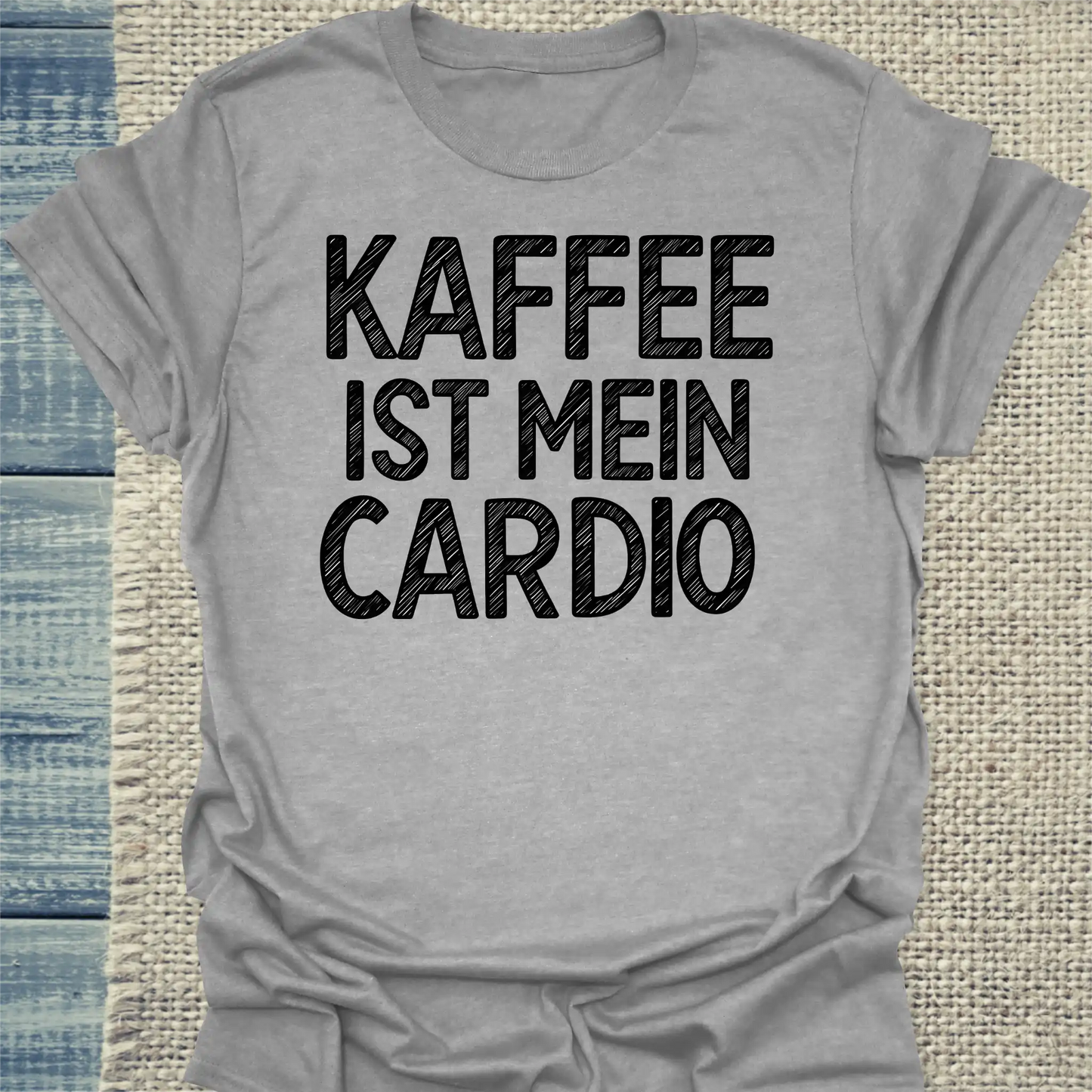 T-Shirt - Kaffee ist mein Cardio - Unisex - Kaffee, Black Edition Grau