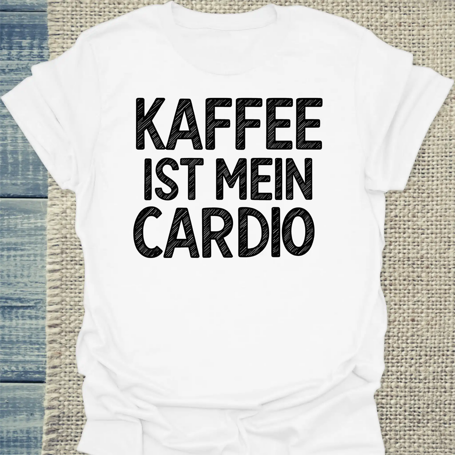 T-Shirt - Kaffee ist mein Cardio - Unisex - Kaffee, Black Edition Weiß