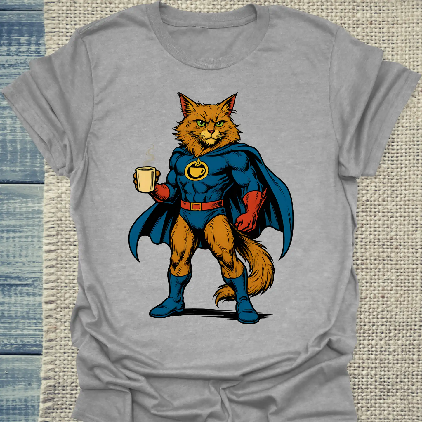 T-Shirt - Kapt’n Koffein - Superpfoten - Unisex - Superpfoten Grau