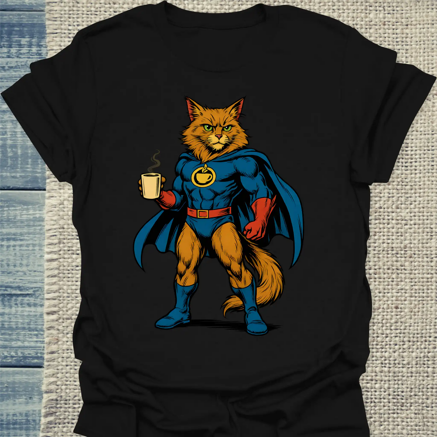T-Shirt - Kapt’n Koffein - Superpfoten - Unisex - Superpfoten Schwarz