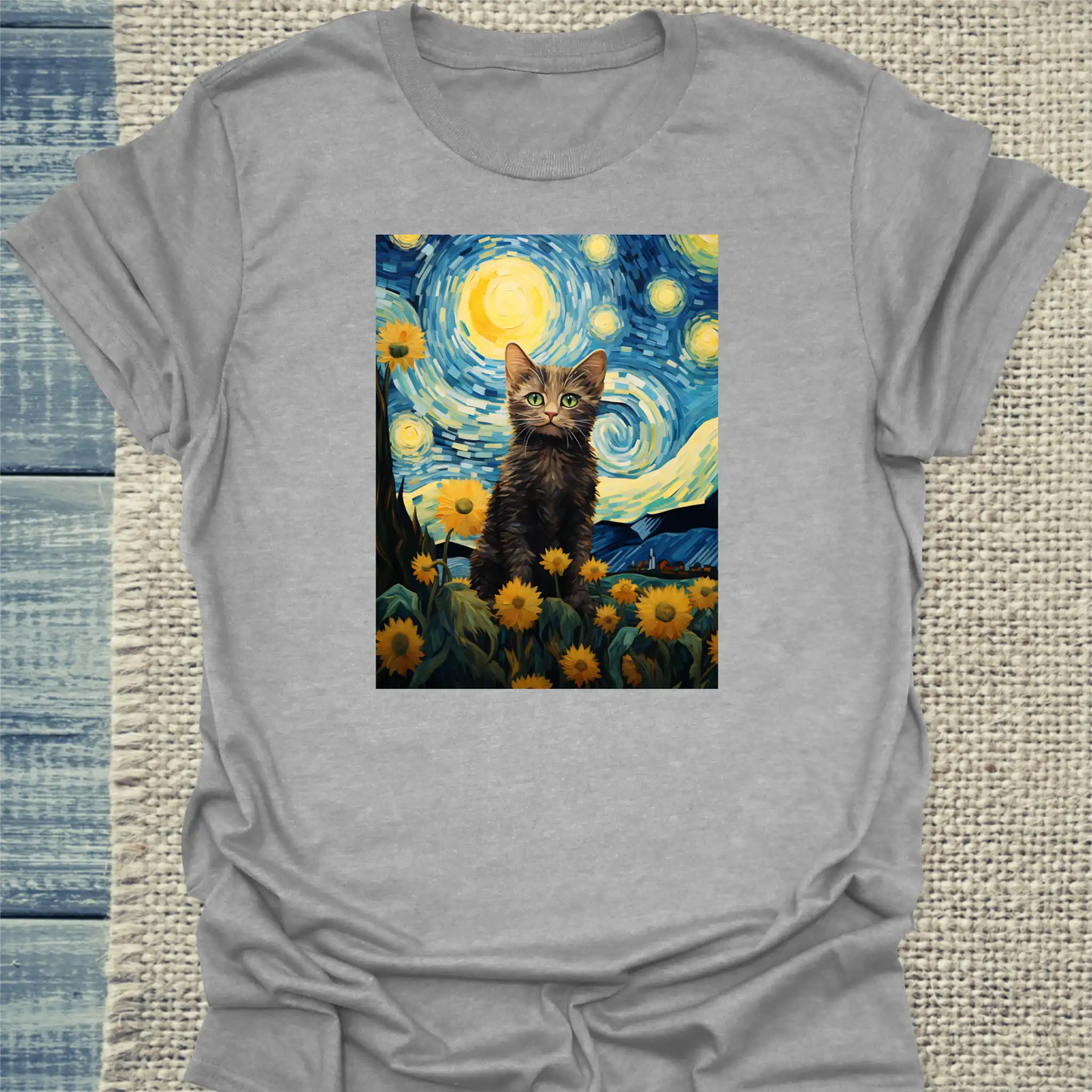 T-Shirt - Katze Gogh - Unisex - Katze Grau