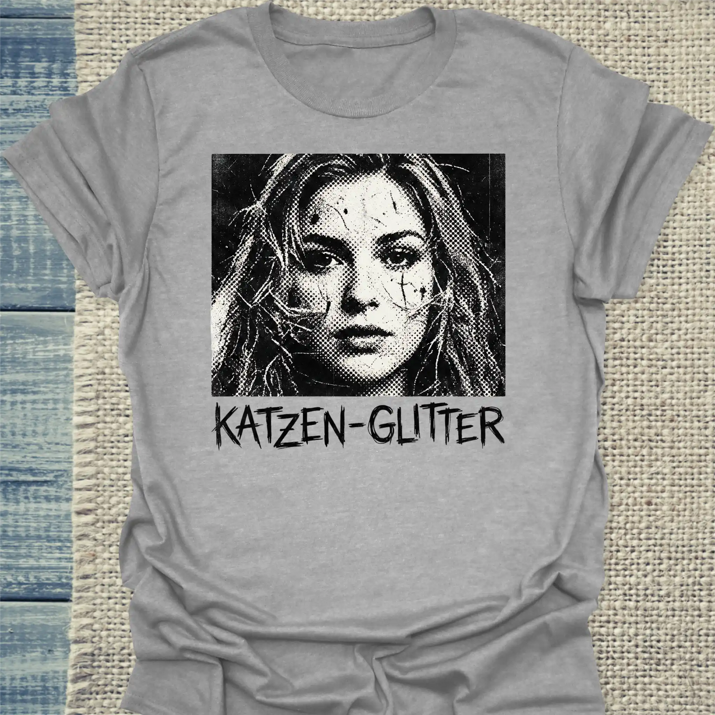 T-Shirt - Katzen-Glitter - Unisex - Katze Grau