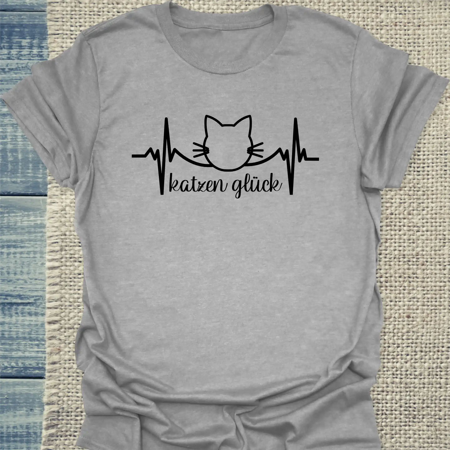 T-Shirt - Katzen Glück - Unisex - Katze Grau