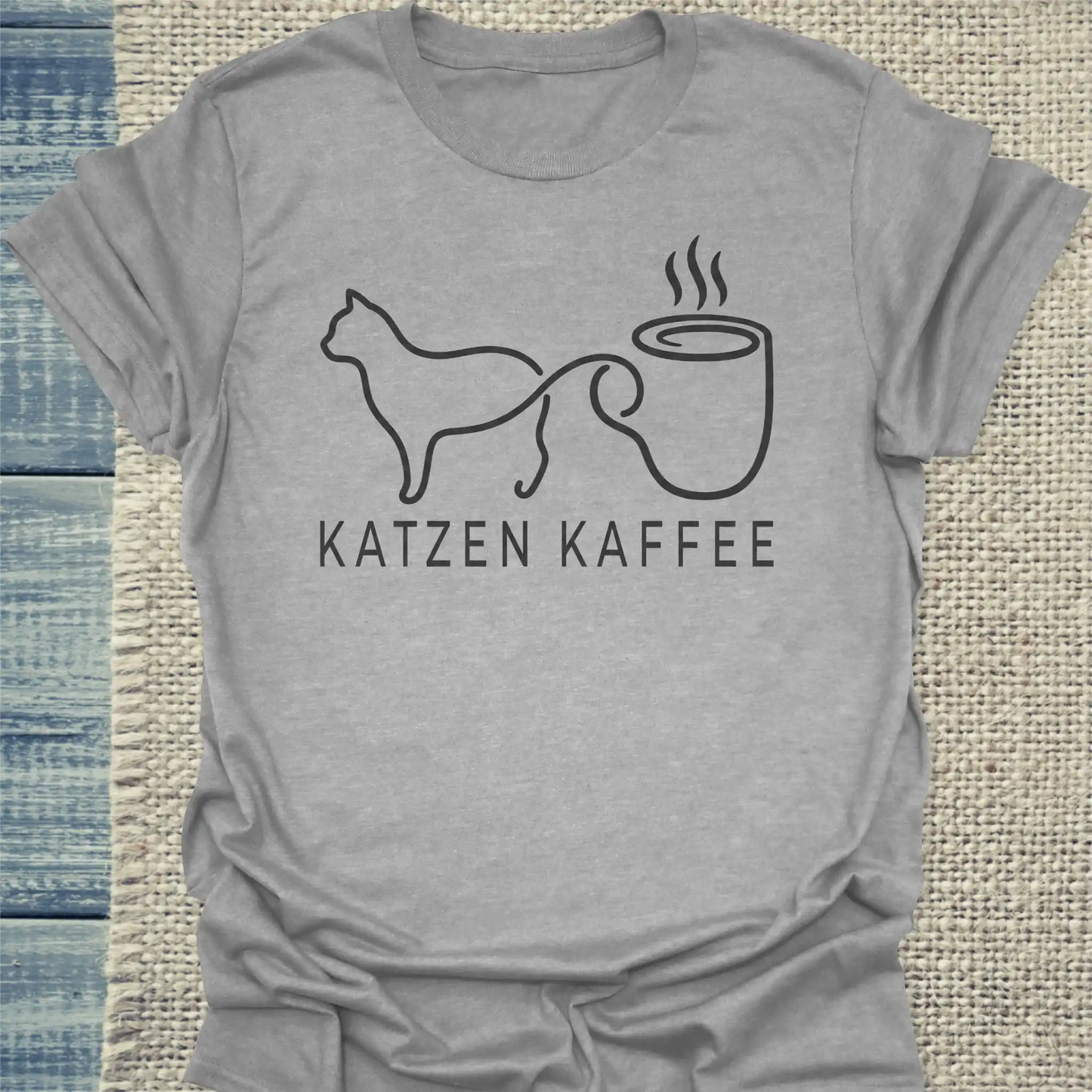 T-Shirt - Katzen Kaffee - Unisex - Katze & Kaffee Grau