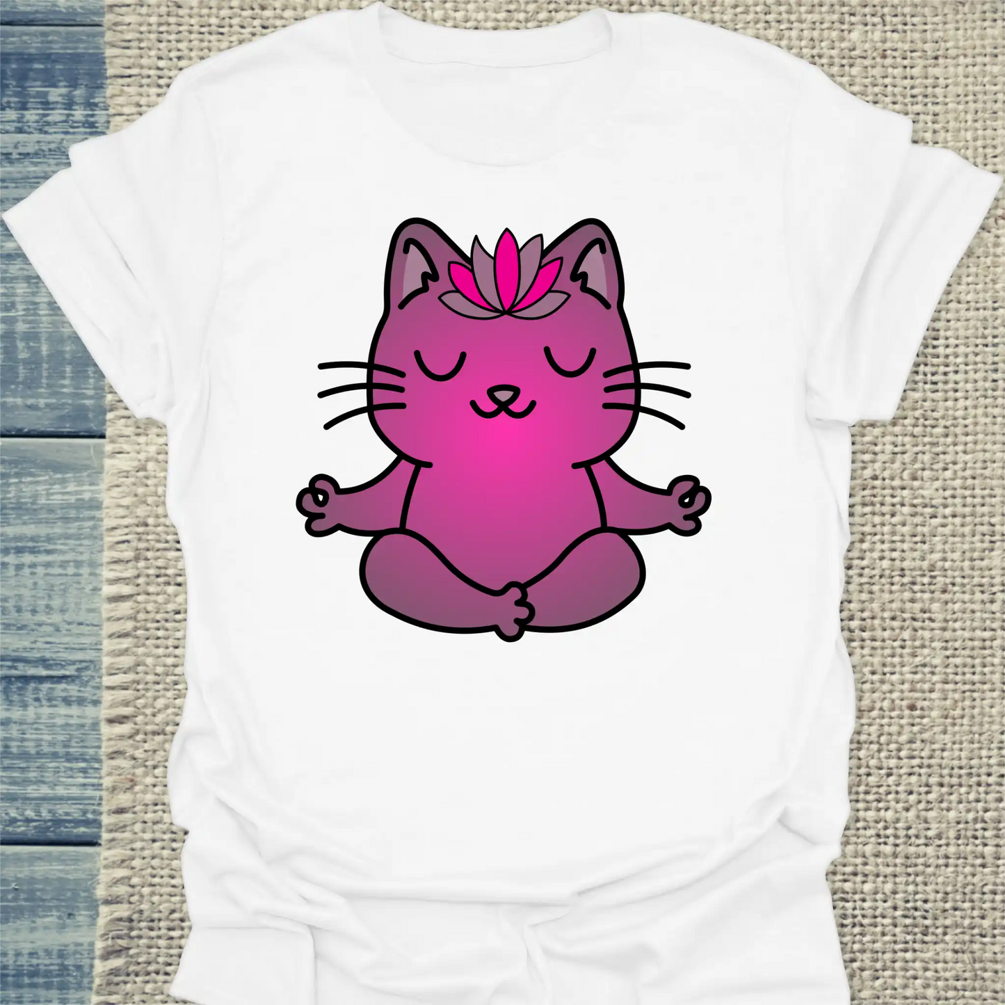 T-Shirt - Katzen-Yoga - Unisex - Katze Weiß