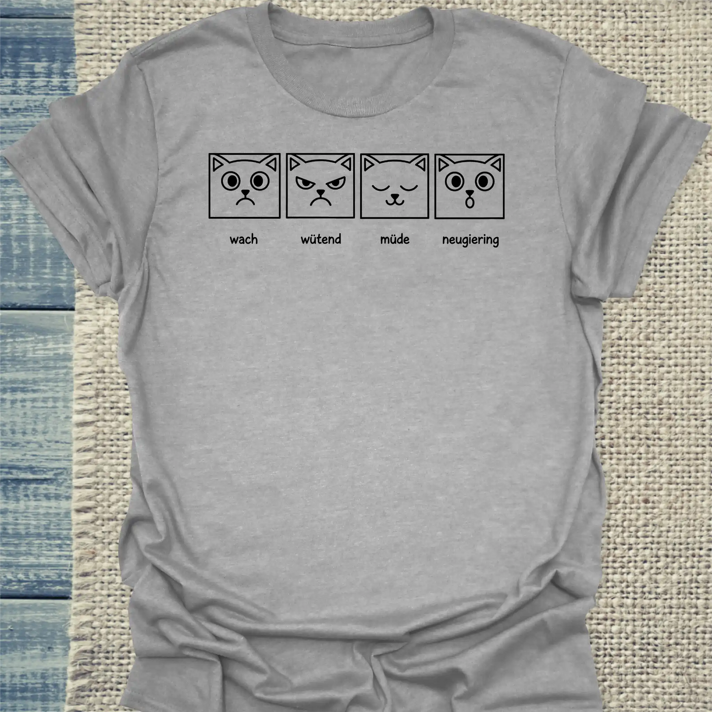 T-Shirt - Katzengesichter - Unisex - Katze Grau
