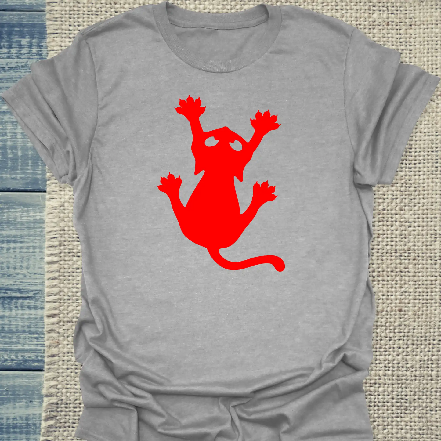 T-Shirt - Klammerkatze Neon Flare - Unisex - Katze Grau