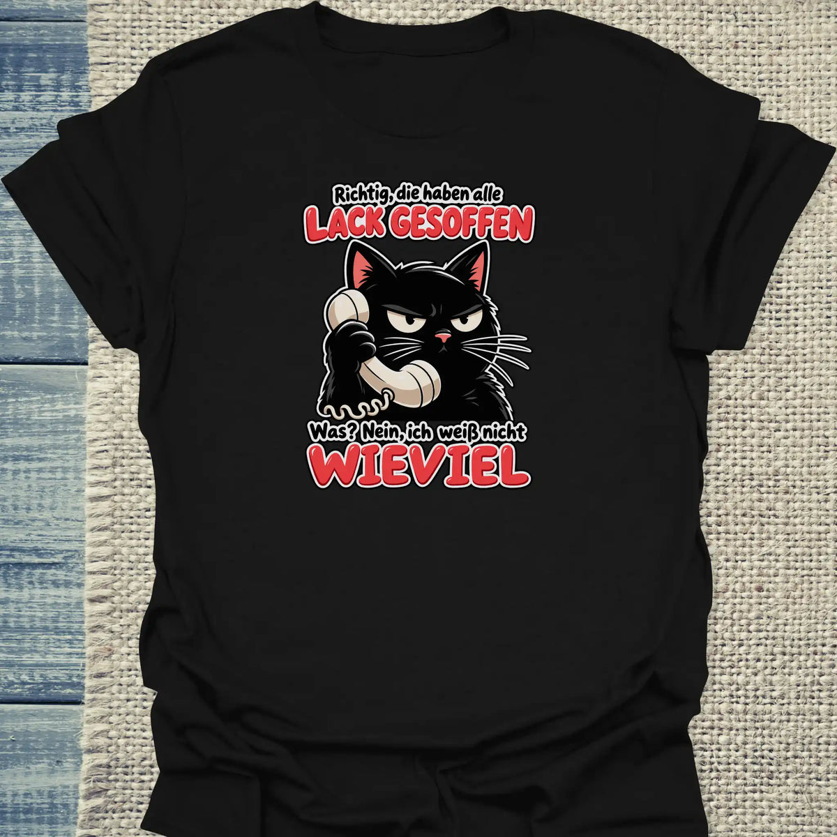 T-Shirt - Lack gesoffen - Unisex - Katze Schwarz
