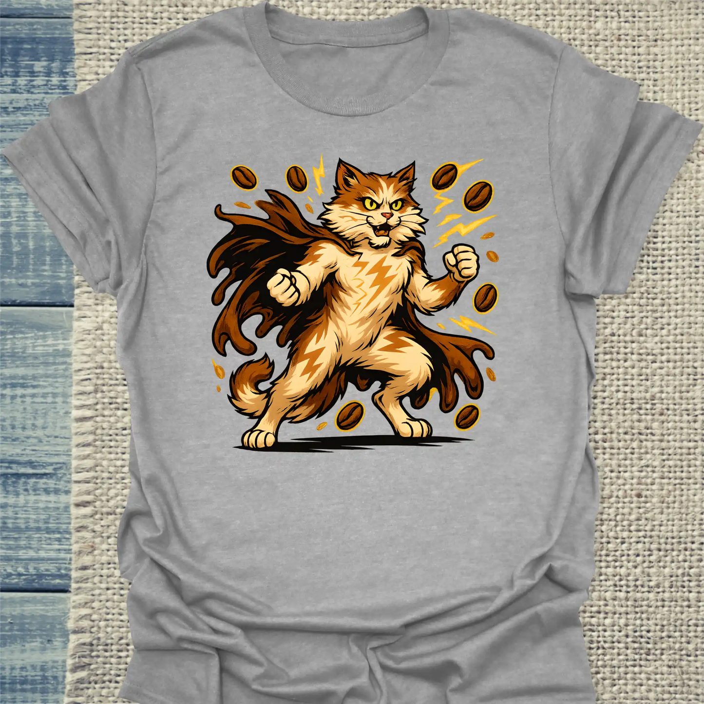 T-Shirt - Latte Lightning - Superpfoten - Unisex - Superpfoten Grau