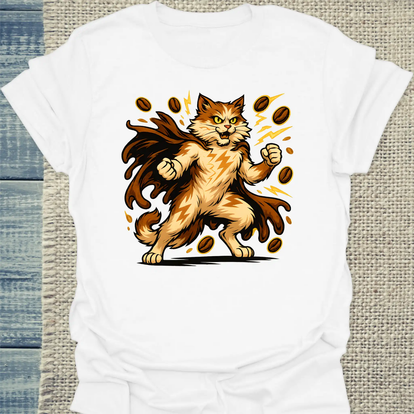 T-Shirt - Latte Lightning - Superpfoten - Unisex - Superpfoten Weiß