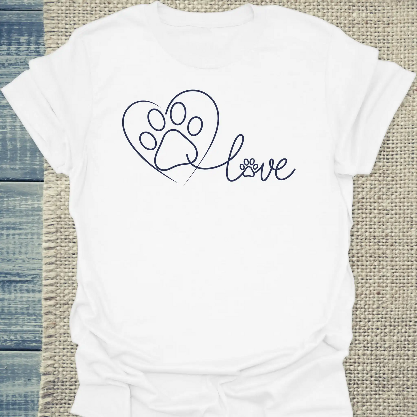 T-Shirt - Love - Pfote - Unisex - Katze Weiß