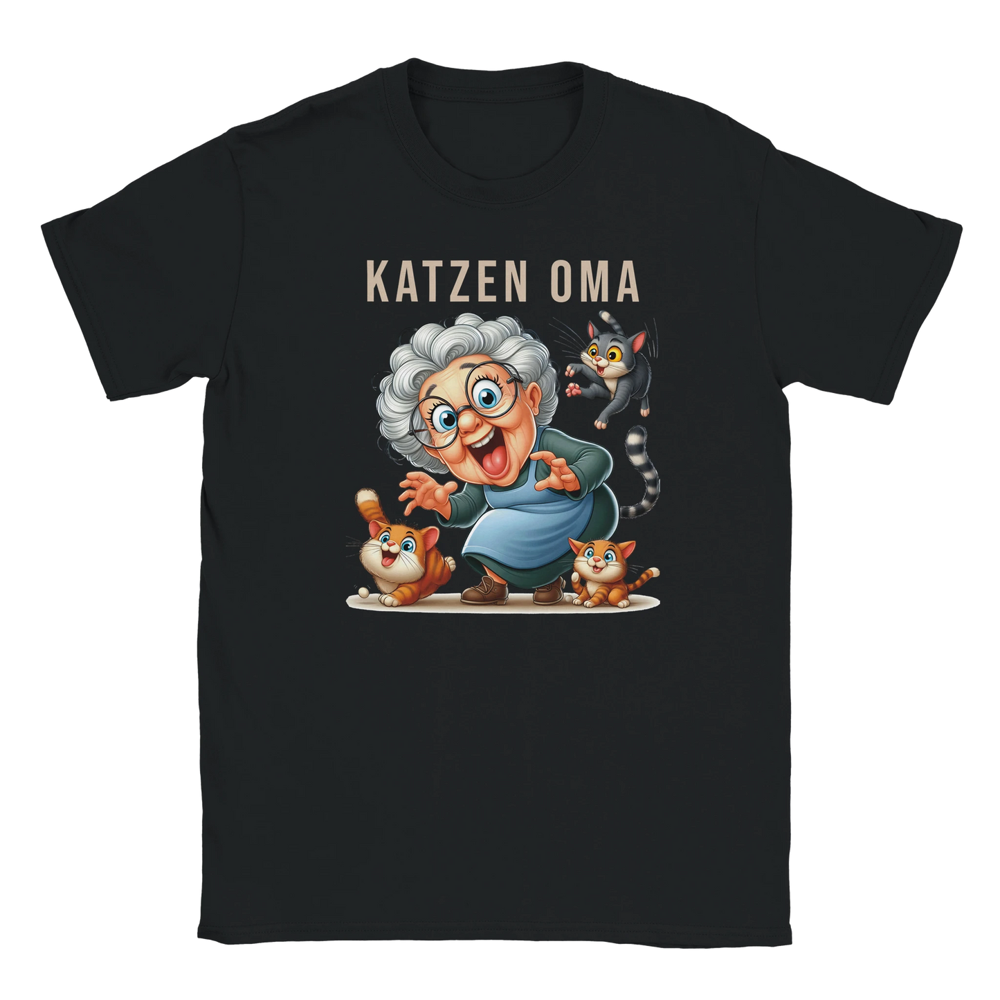 T-Shirt - Lustige Katzen Oma - Unisex - Kaffee, Cat Lady Schwarz