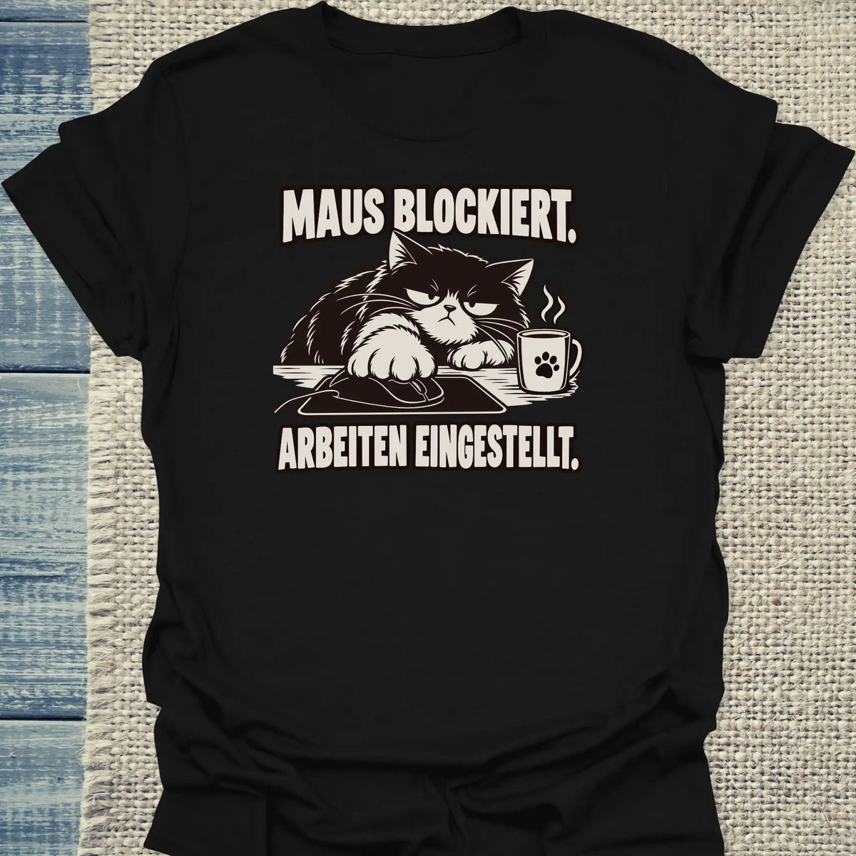 T-Shirt - Maus Blockiert - Unisex - Katze & Kaffee Schwarz