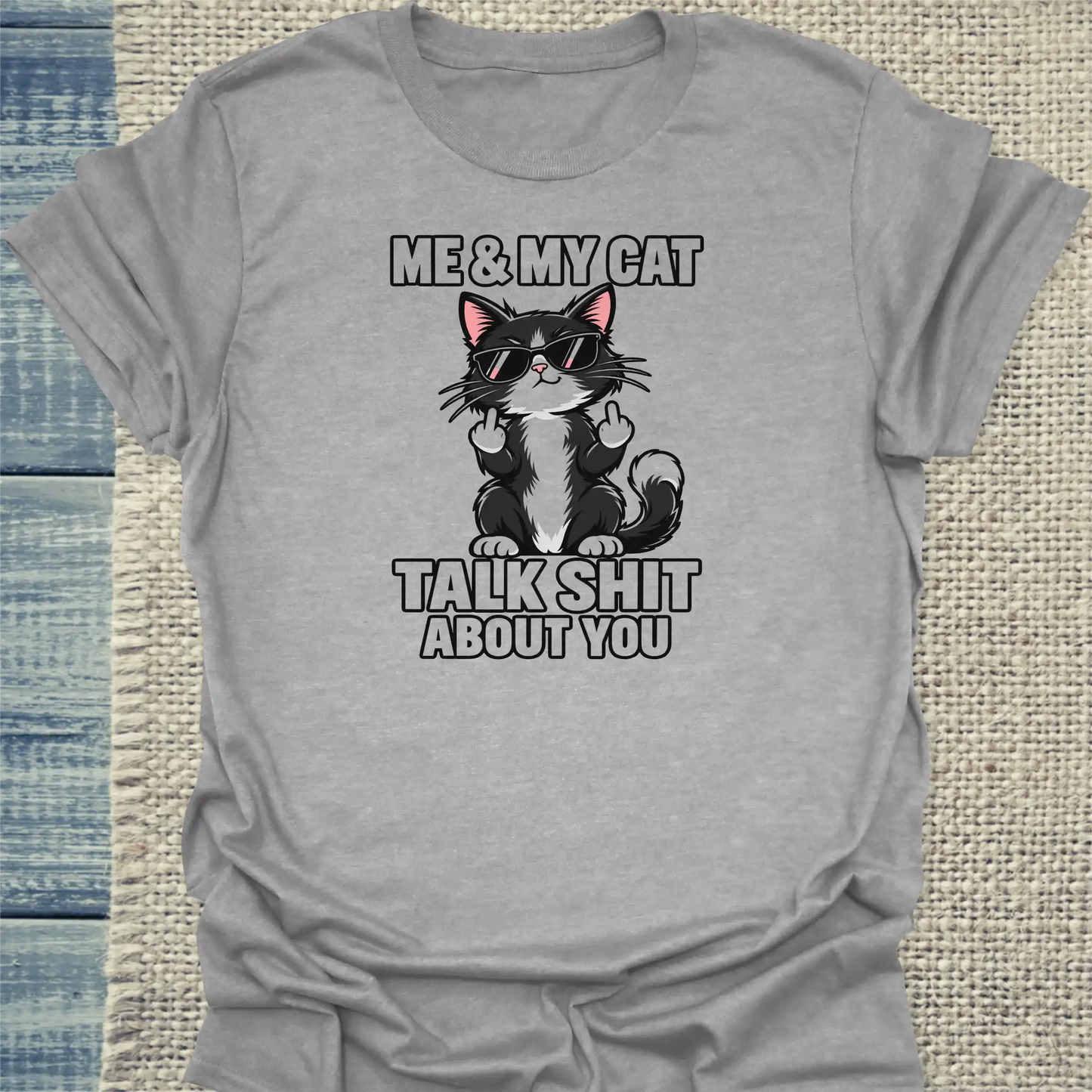 T-Shirt - Me and my Cat - Unisex - Katze Grau