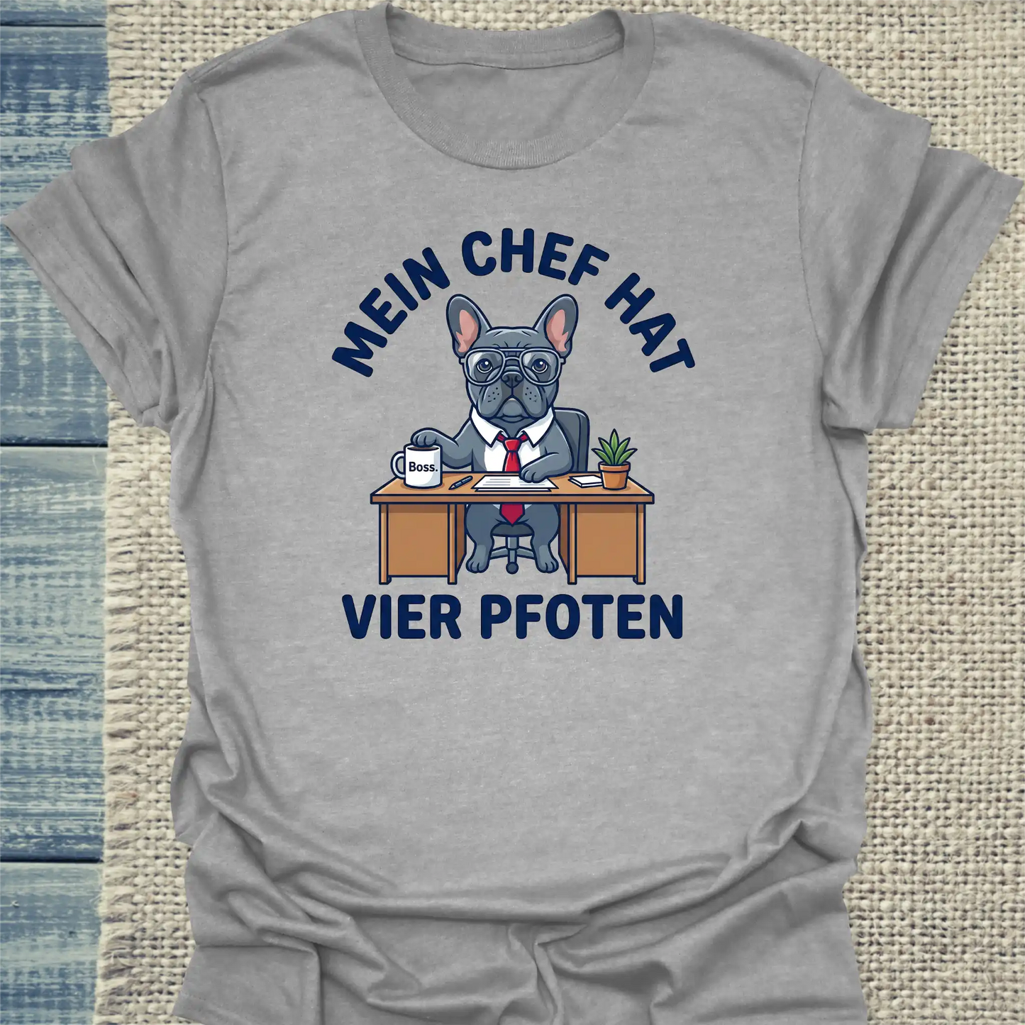 T-Shirt - Mein Chef hat vier Pfoten - Unisex - Katze Grau