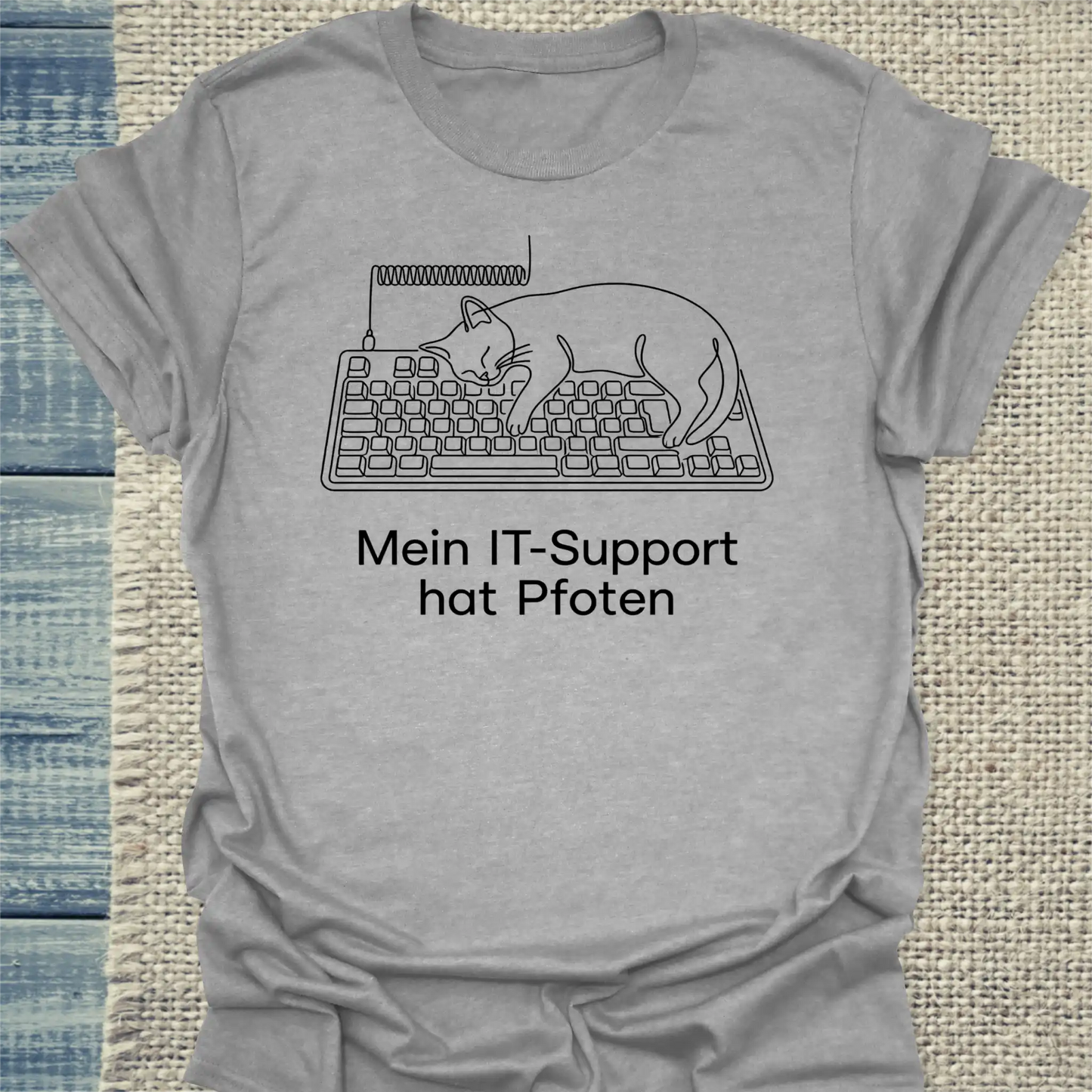 T-Shirt - Mein IT-Support hat Pfoten - Unisex - Katze Grau