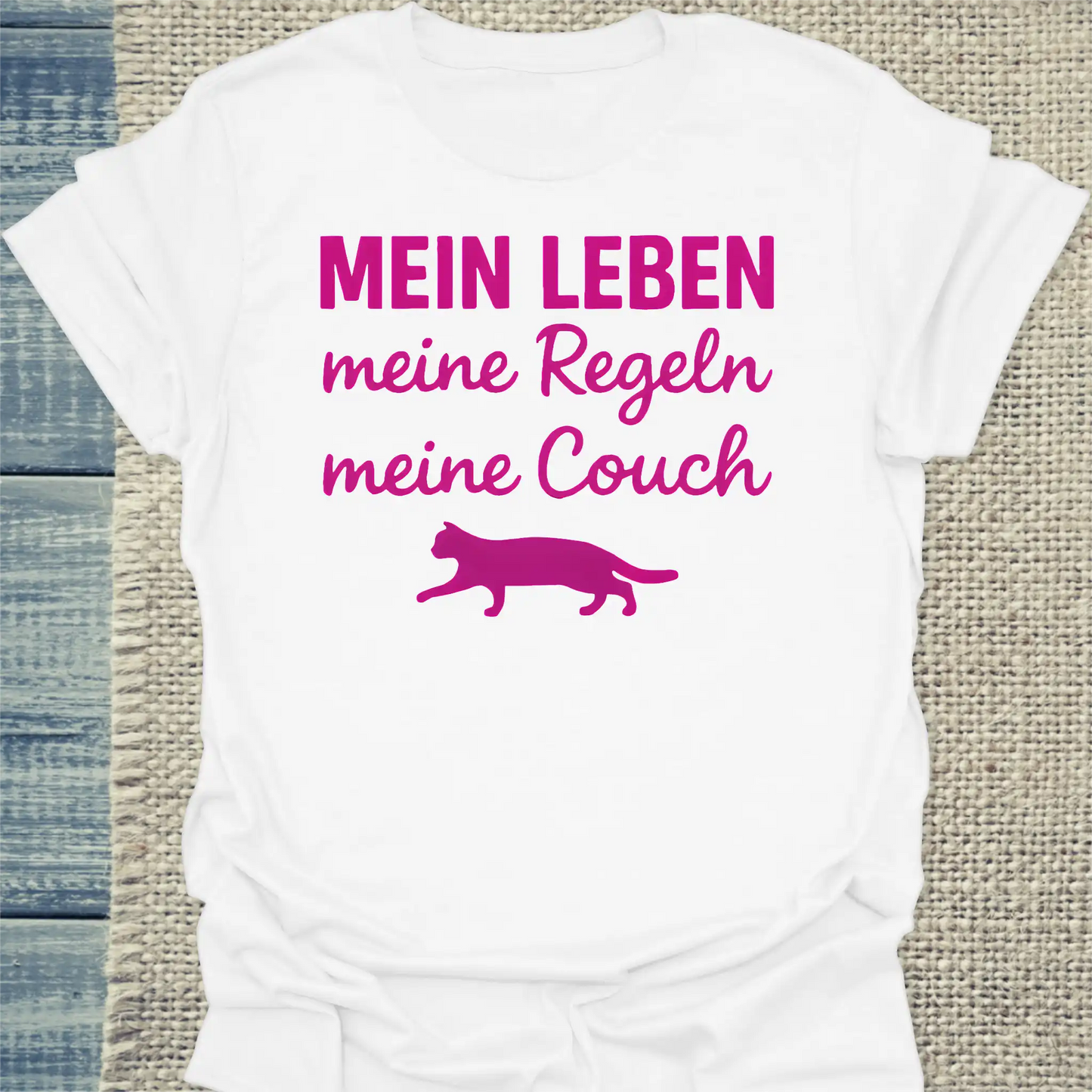 T-Shirt - Mein Leben, meine Regeln, meine Couch - Unisex - Katze Weiß