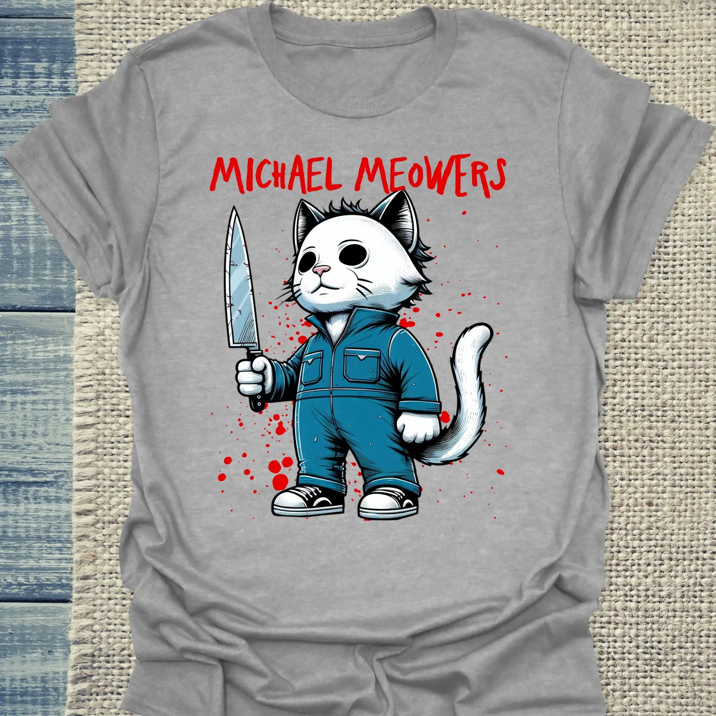 T-Shirt - Michael Meowers - Unisex - Katze, Cat Guy Grau