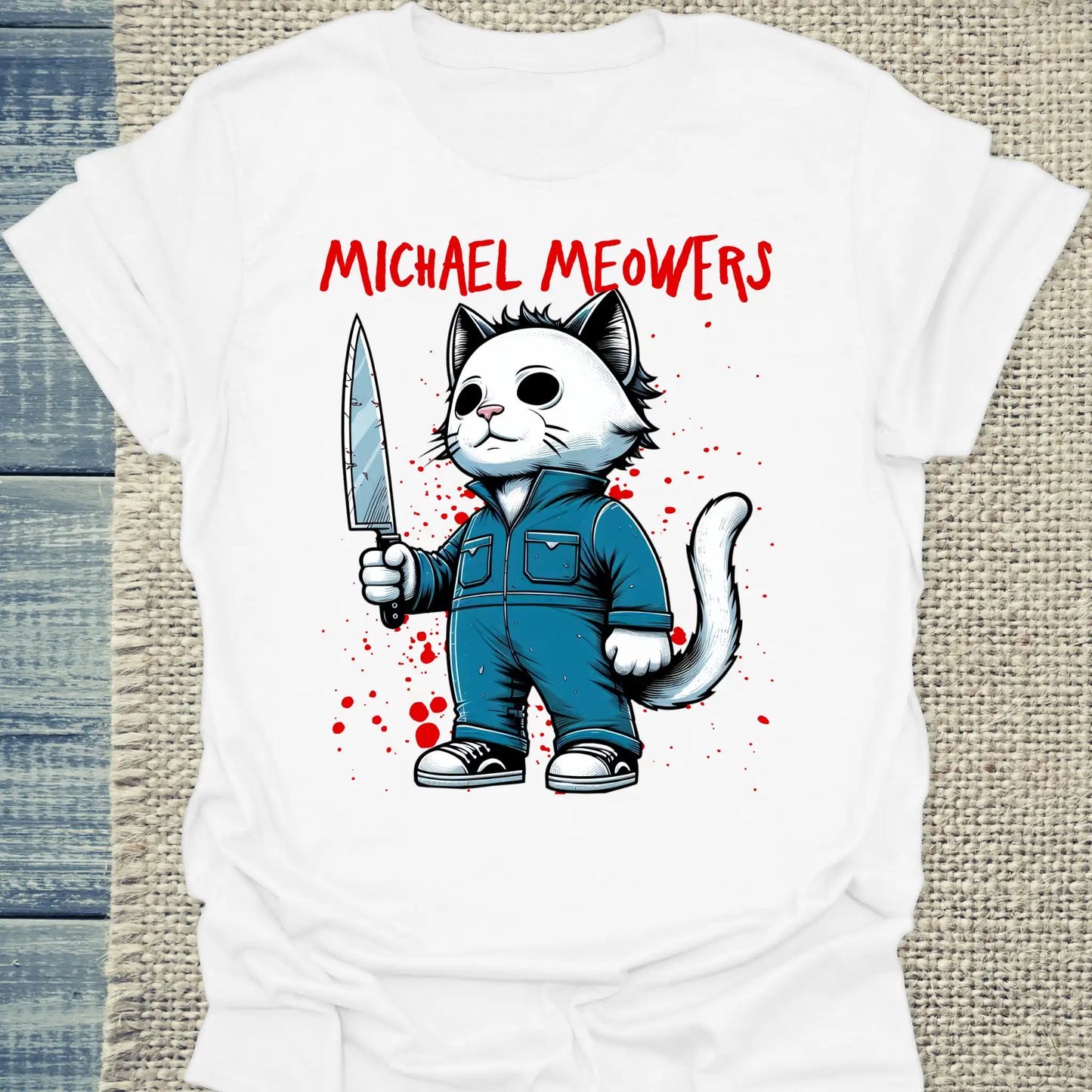 T-Shirt - Michael Meowers - Unisex - Katze, Cat Guy Weiß