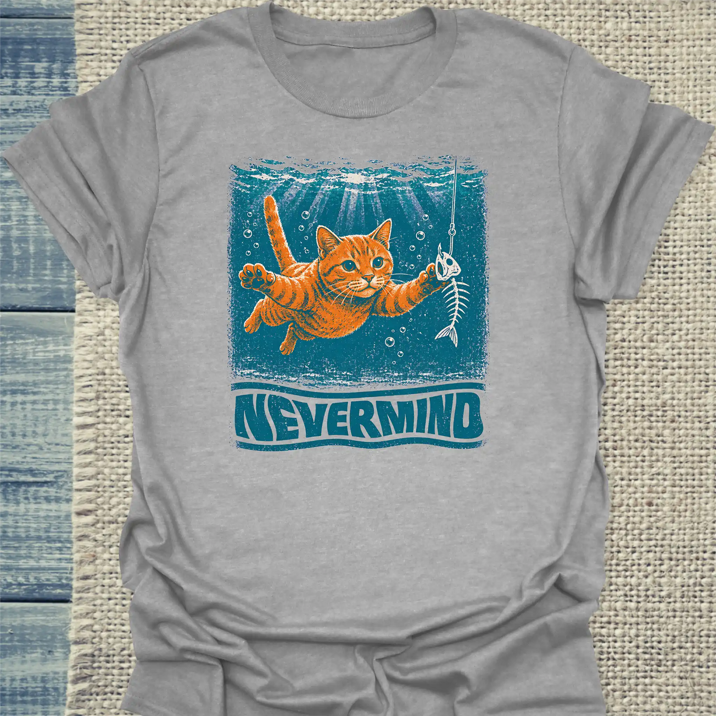 T-Shirt - Nevermind - Unisex - Katze, Sommer Grau