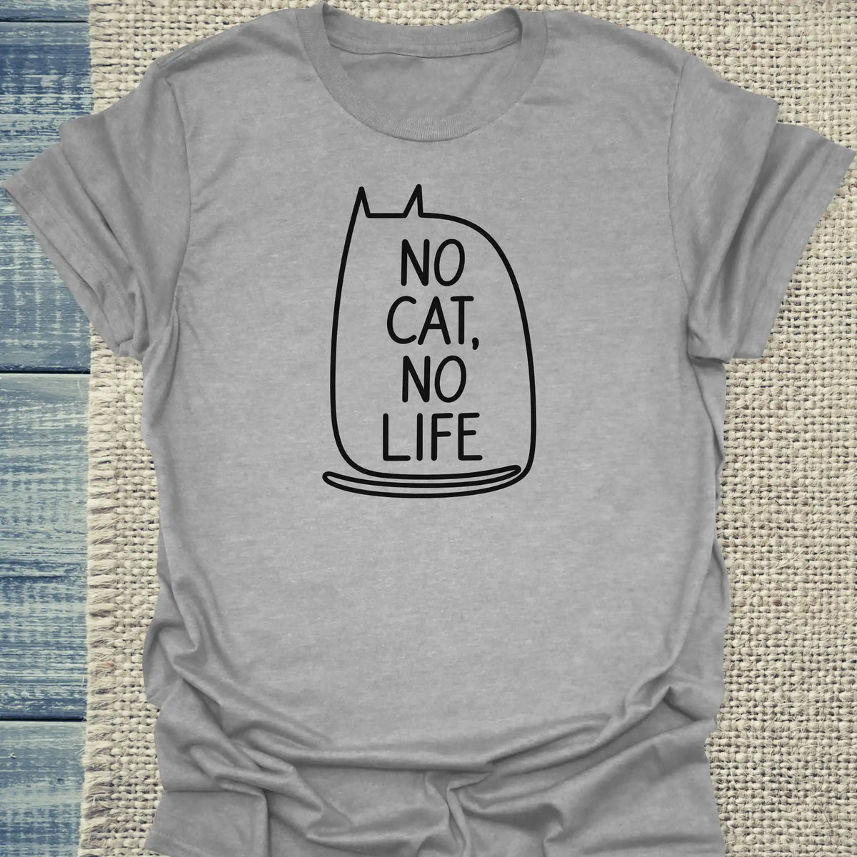 T-Shirt - No Cat No Life - Unisex - Katze Grau