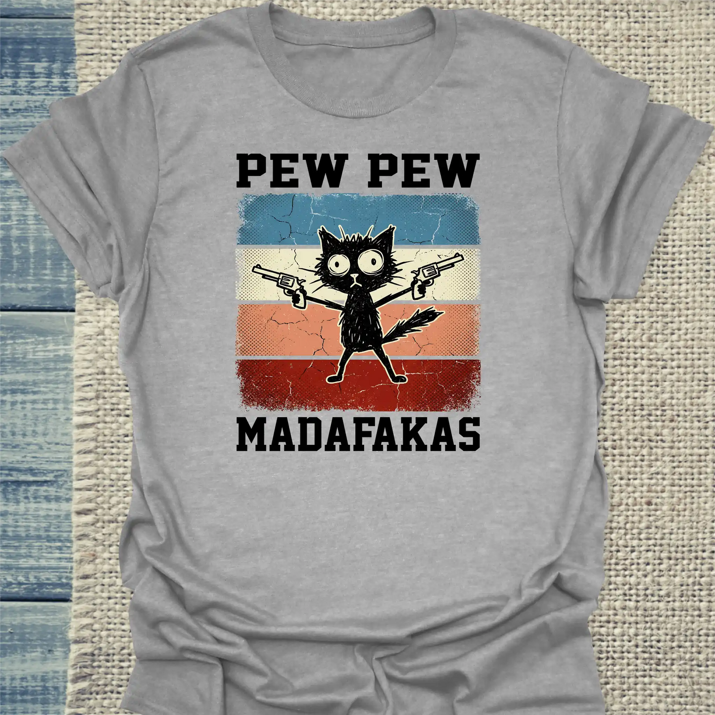 T-Shirt - Pew Pew Madafakas - Unisex - Katze Grau