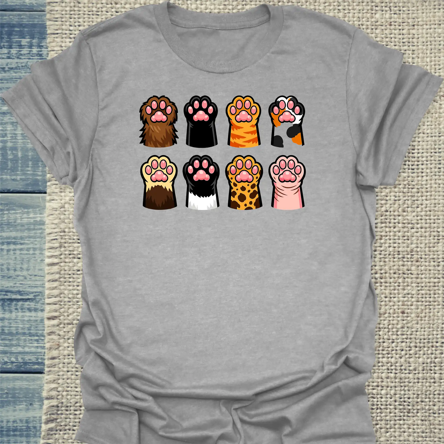 T-Shirt - Pfoten - Unisex - Katze Grau