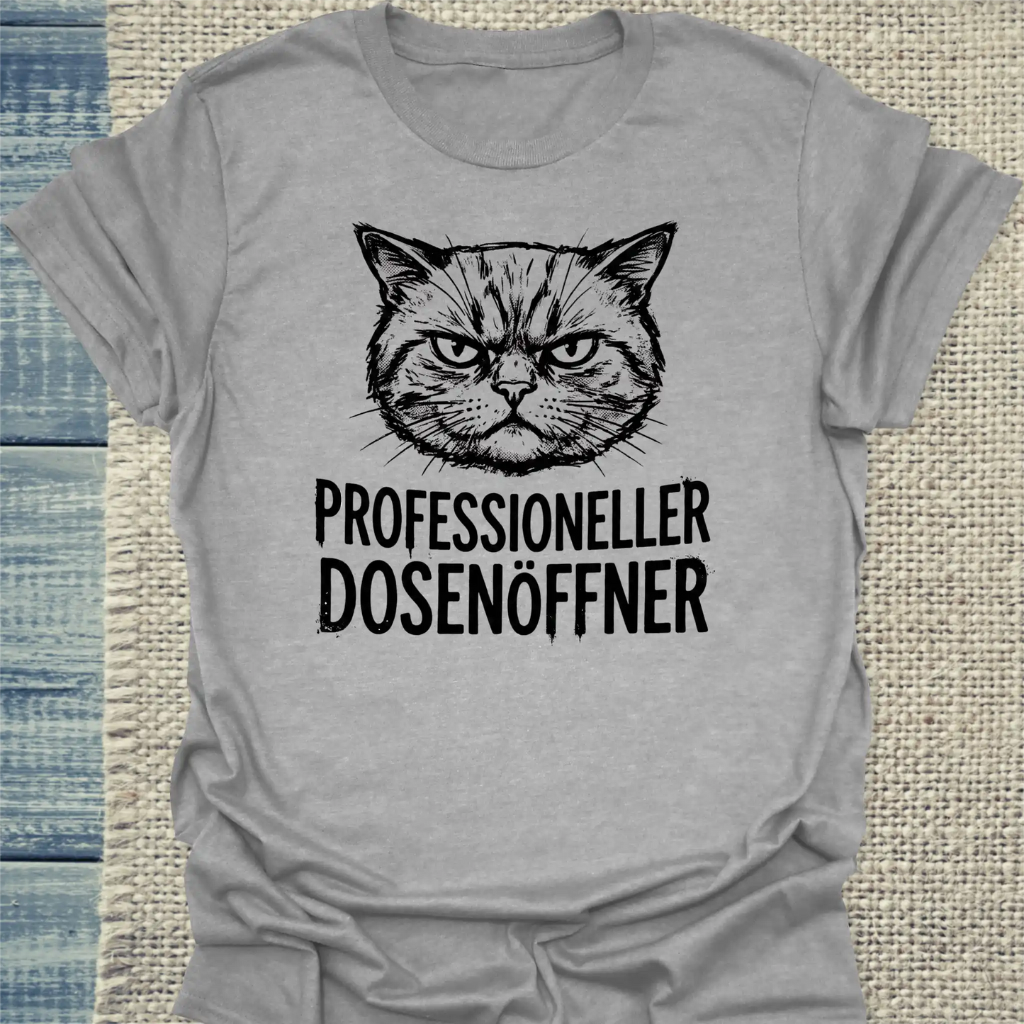 T-Shirt - Professioneller Dosenöffner - Unisex - Katze Grau