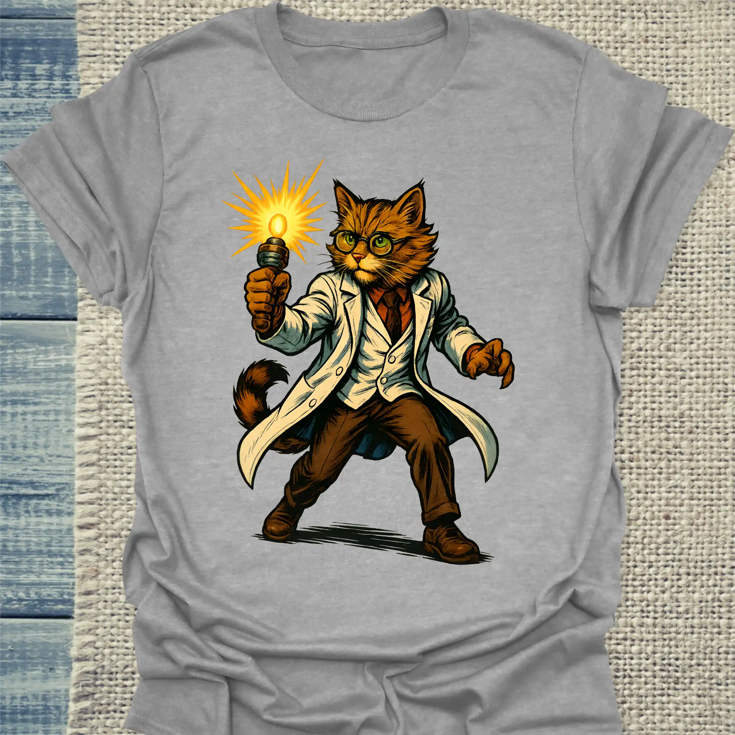 T-Shirt - Professor Schnurrfekt - Superpfoten - Unisex - Superpfoten Grau