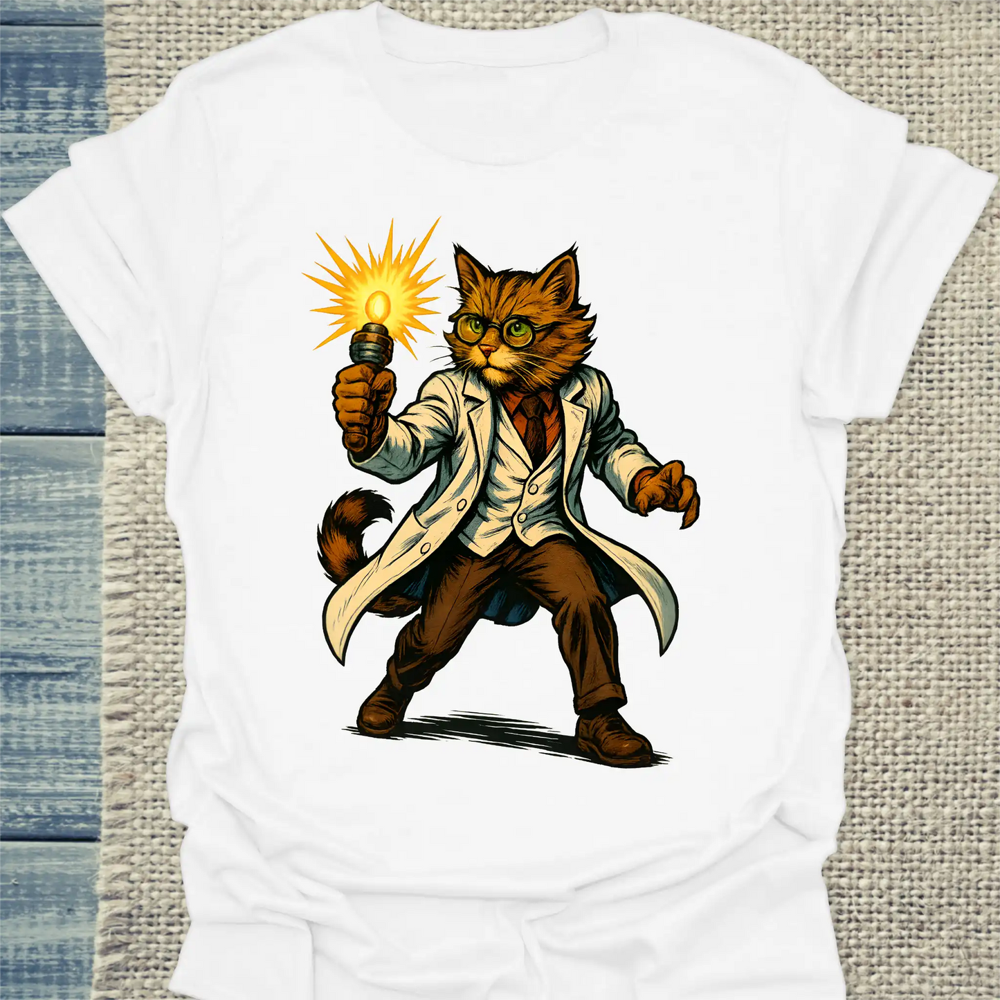 T-Shirt - Professor Schnurrfekt - Superpfoten - Unisex - Superpfoten Weiß
