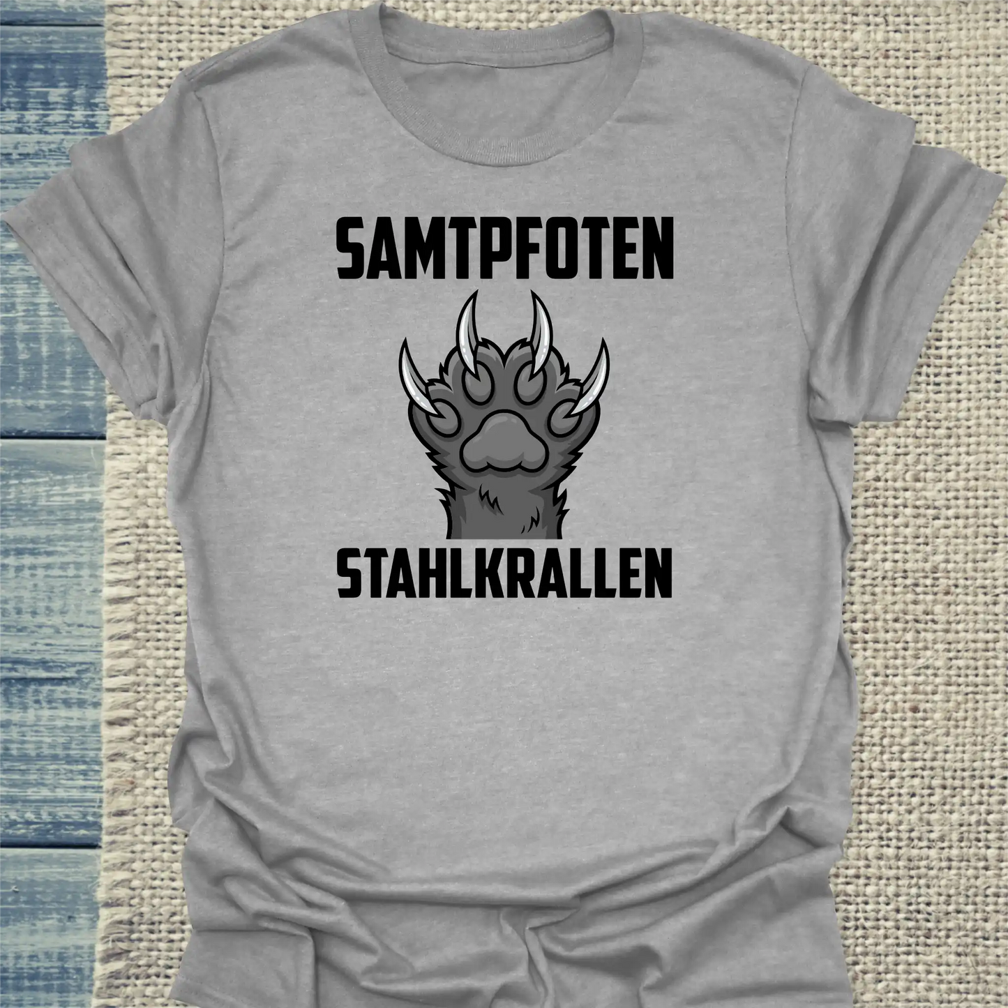 T-Shirt - Samtpfoten - Stahlkrallen - Unisex - Katze Grau