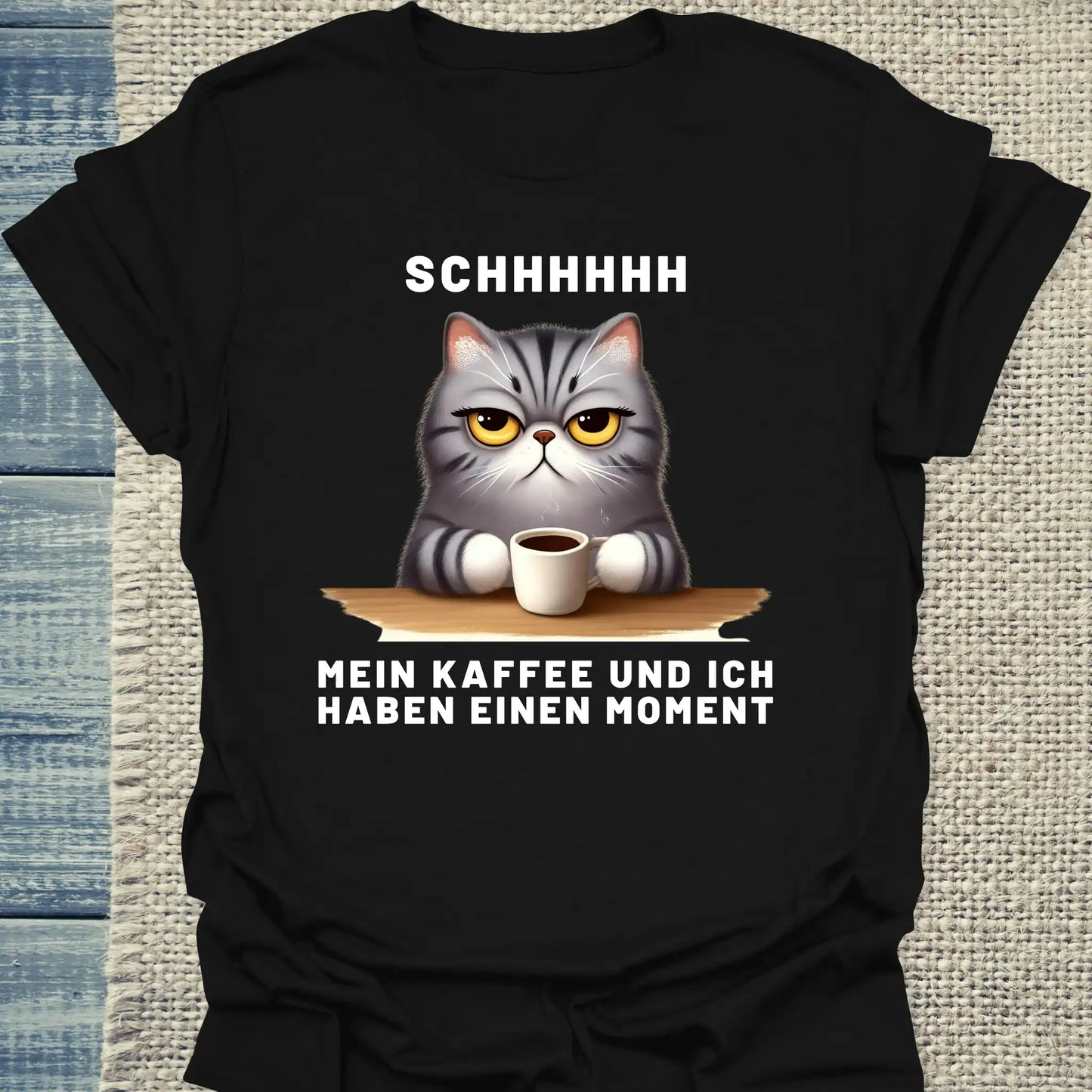 T-Shirt - SCHHHHH - Mein Kaffee und ich haben einen Moment - Unisex - Katze & Kaffee Schwarz