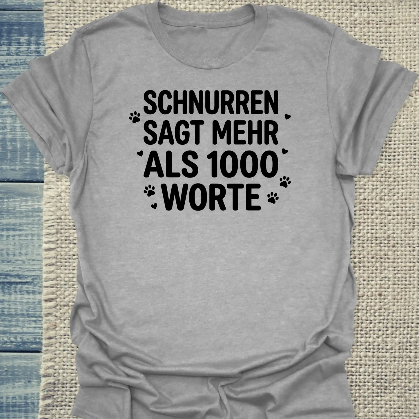 T-Shirt - Schnurren sagt mehr als 1000 Worte - Unisex - Katze Grau