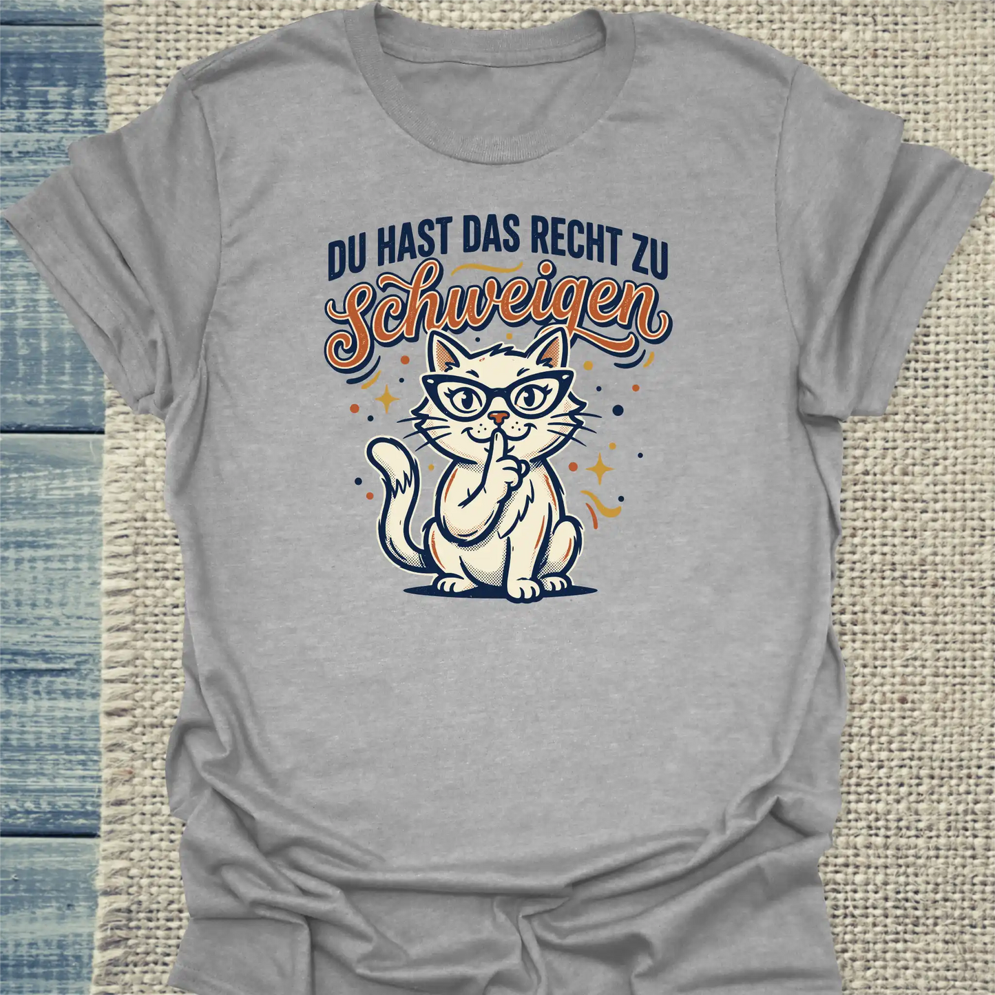 T-Shirt - Schweigen - Unisex - Katze Grau