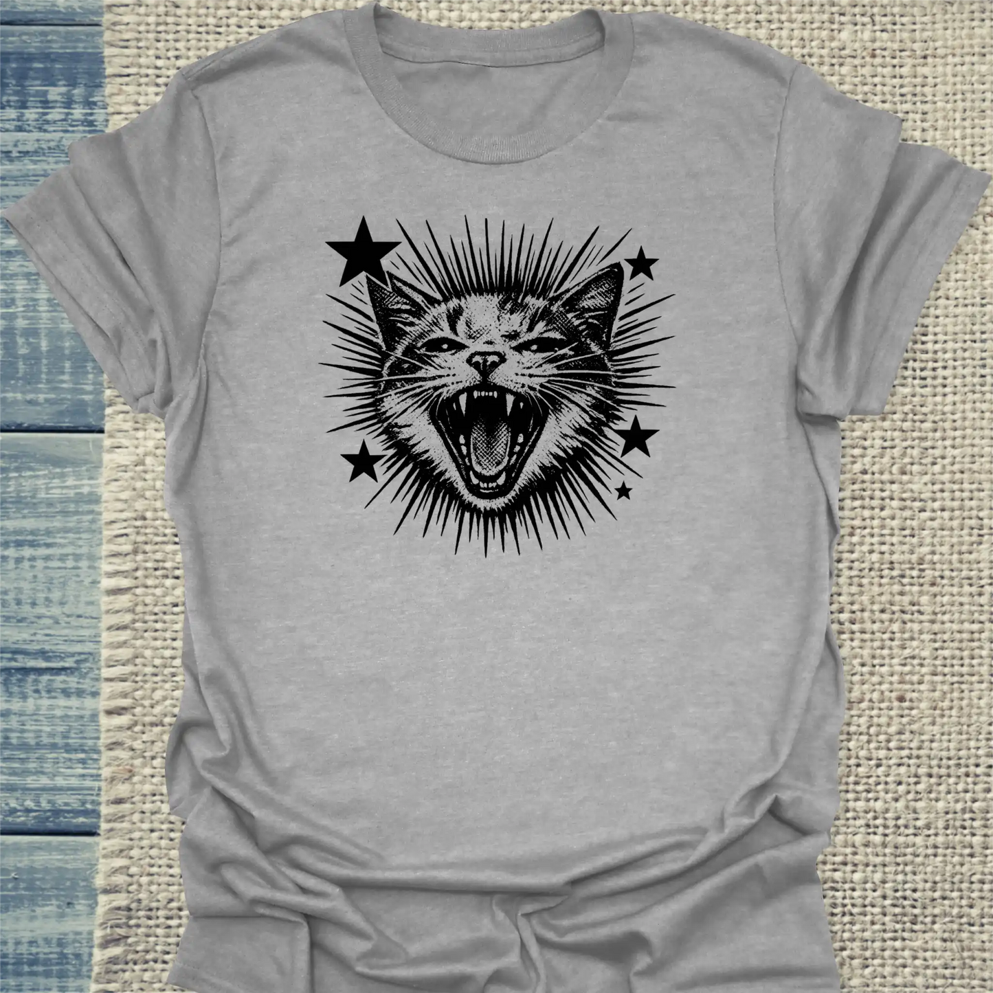 T-Shirt - Scream - Unisex - Katze, Cat Guy Grau