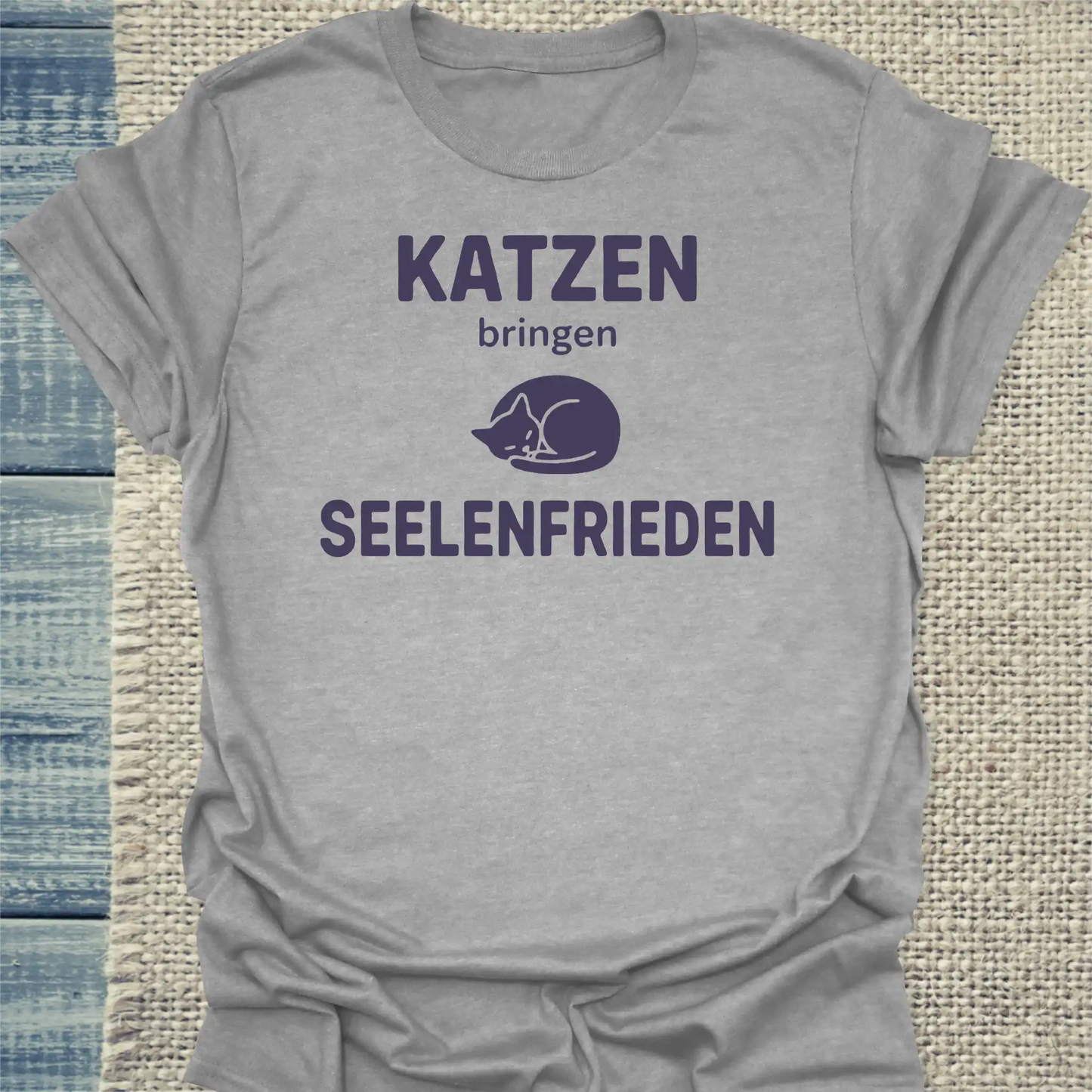 T-Shirt - Seelenfrieden - Unisex - Katze Grau