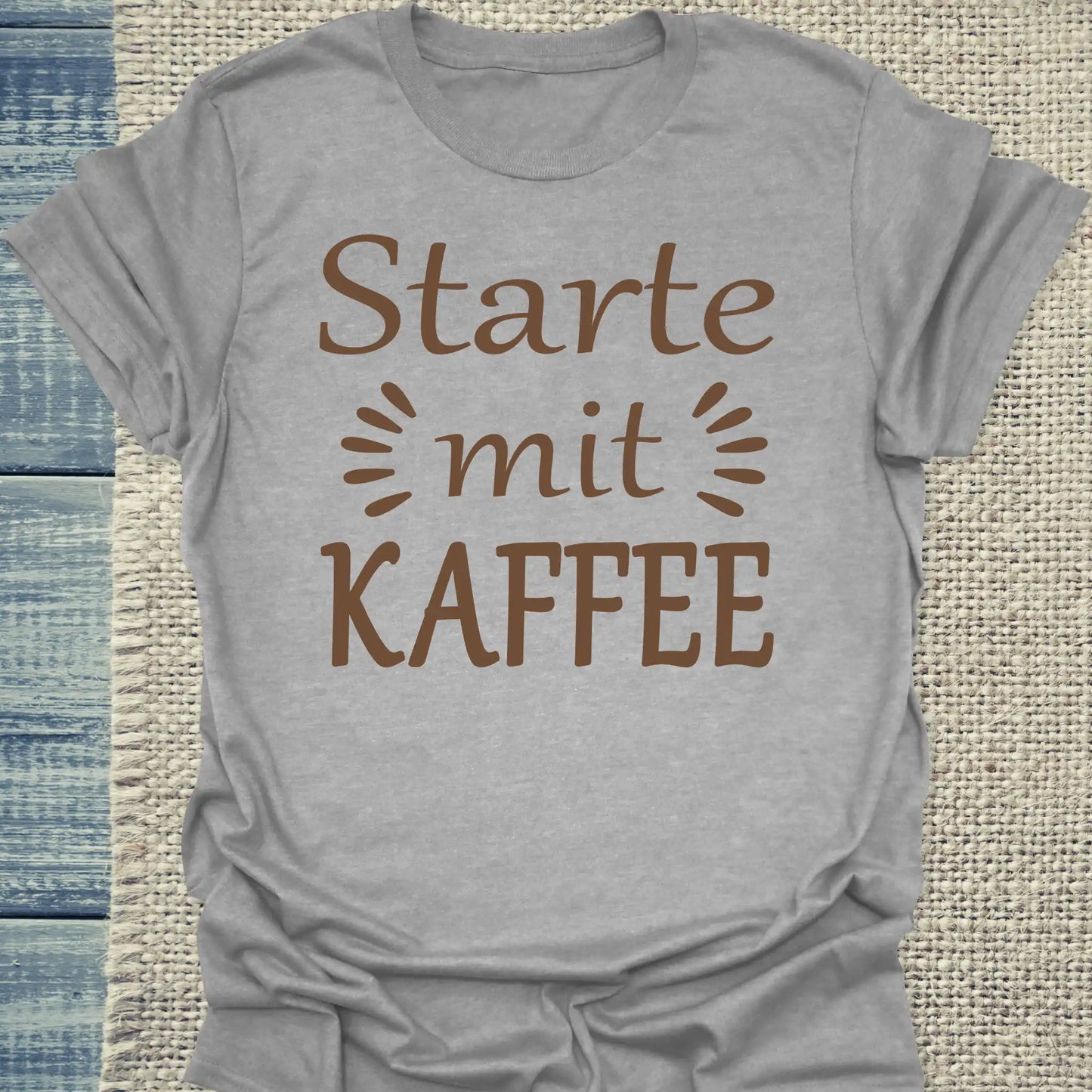 T-Shirt - Starte mit Kaffee - Unisex - Kaffee Grau
