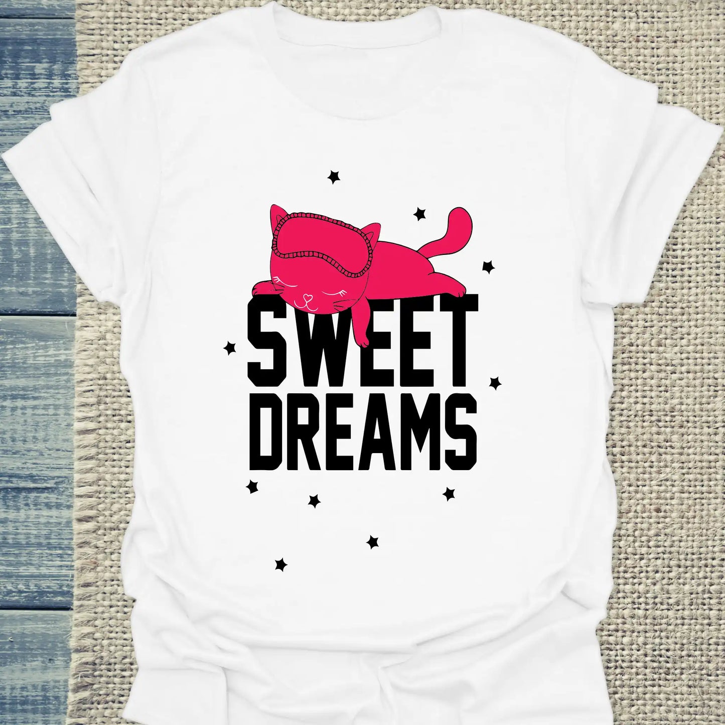 T-Shirt - Sweet Dreams - Unisex - Katze Weiß