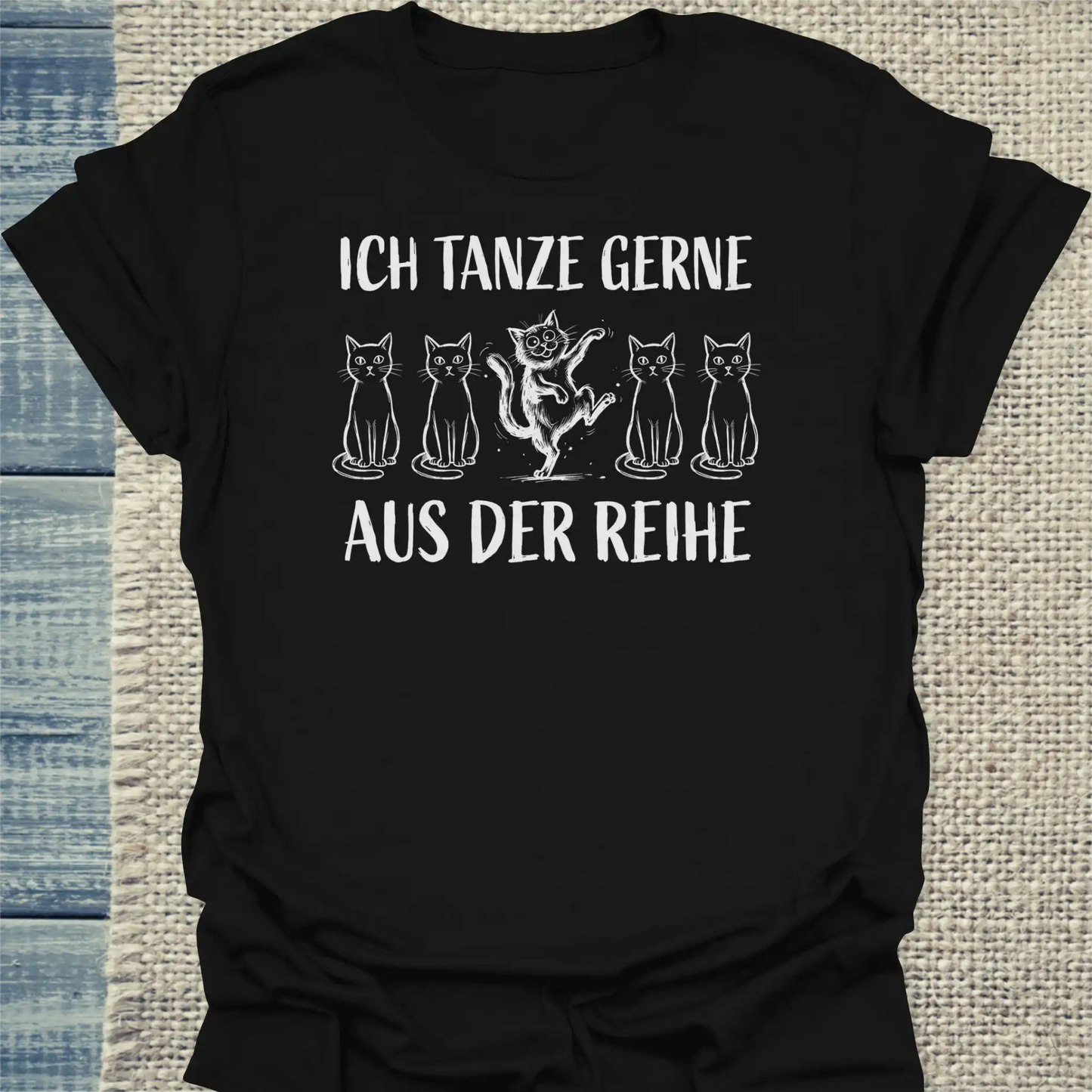 T-Shirt - Tanze aus der Reihe - Unisex - Katze Schwarz