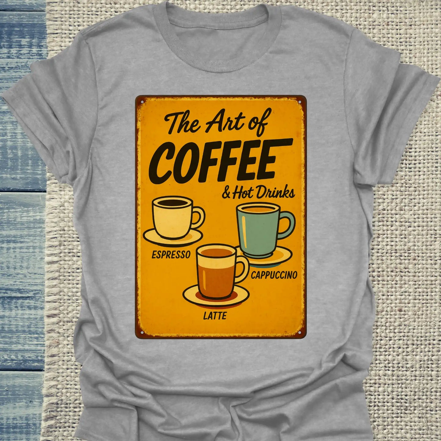 T-Shirt - The Art of Coffee - Unisex - Kaffee, Retro Grau