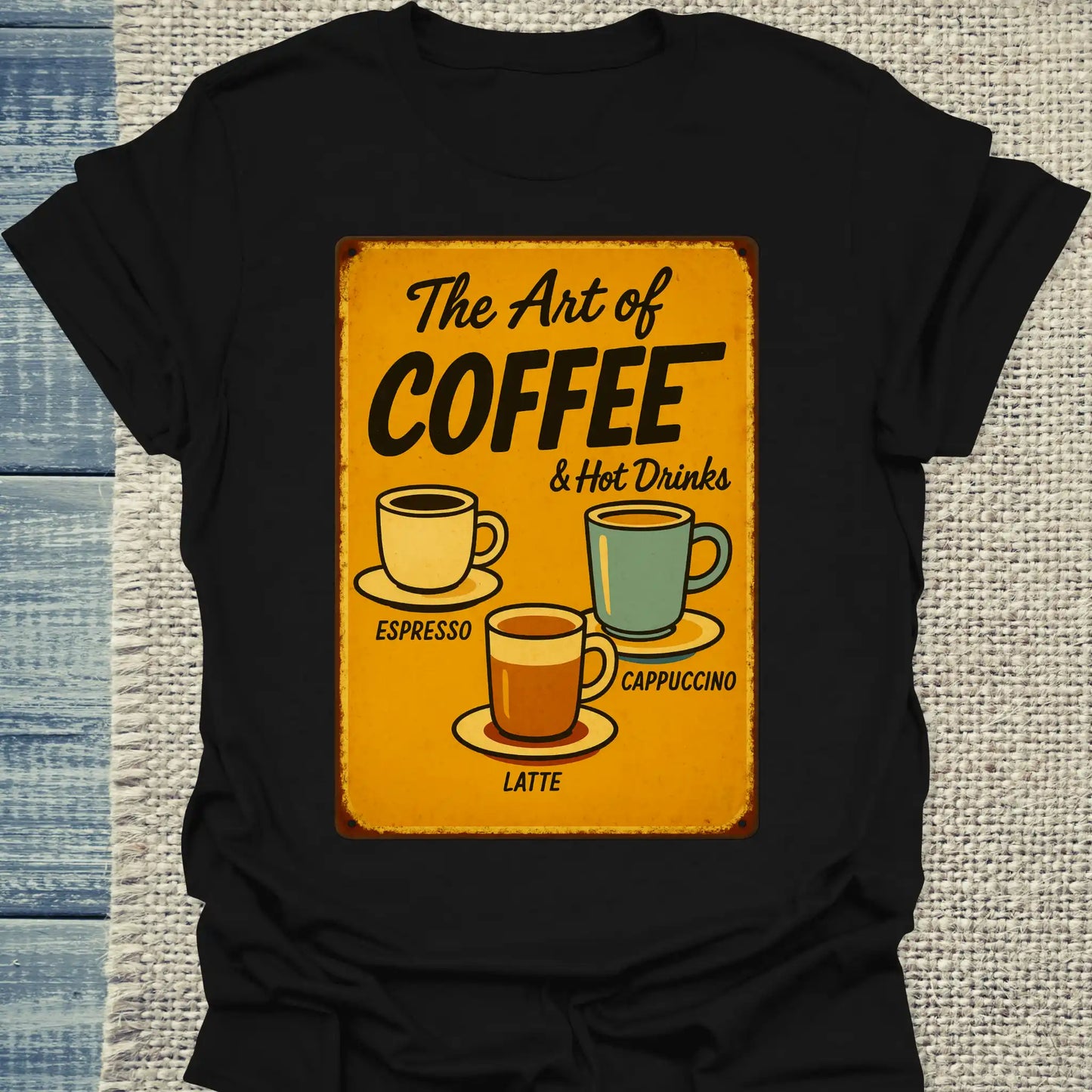 T-Shirt - The Art of Coffee - Unisex - Kaffee, Retro Schwarz