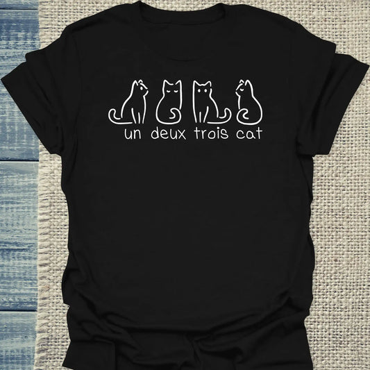 T-Shirt - Un Deux Trois Cat - Unisex - Katze Schwarz