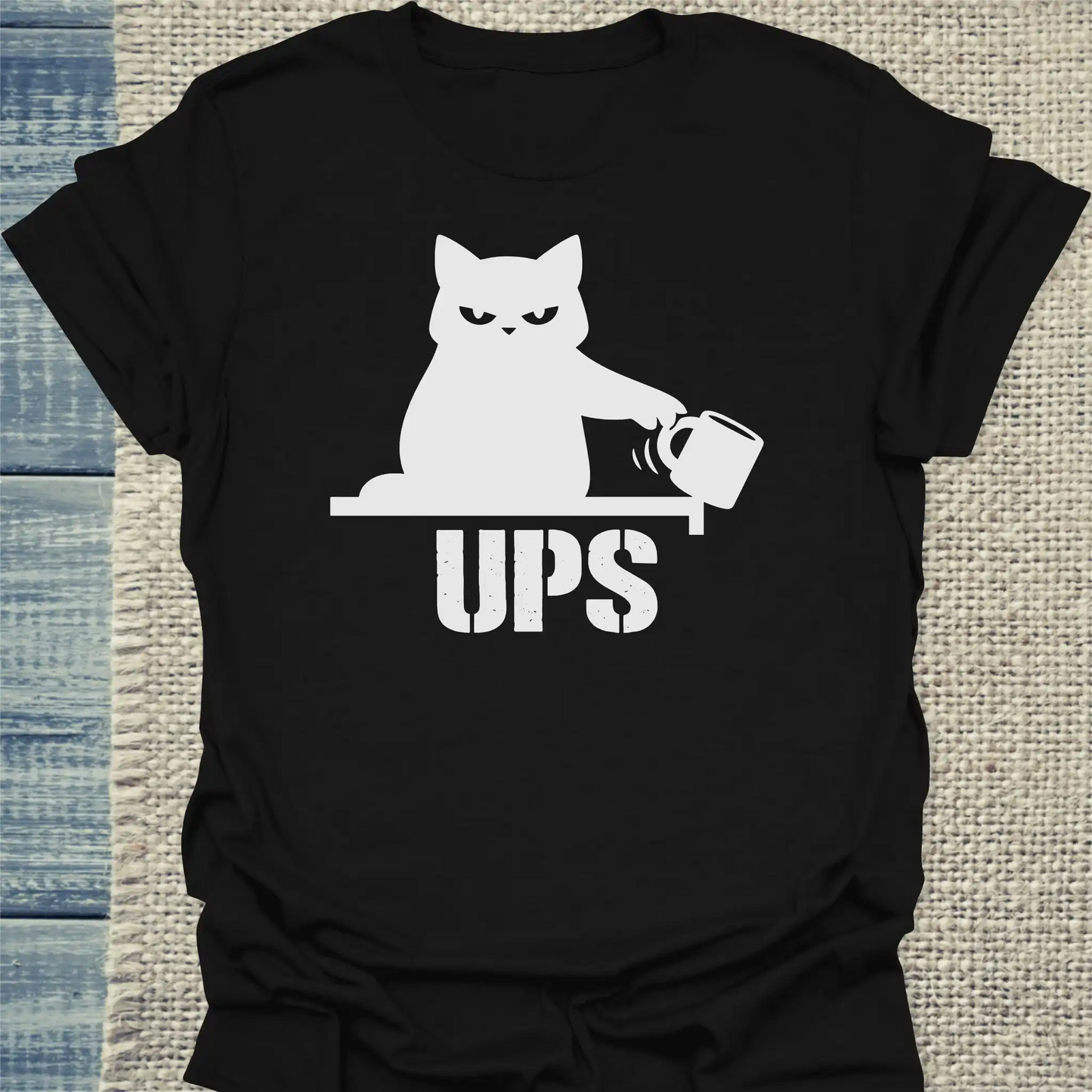 T-Shirt - Ups - Unisex - Katze Schwarz