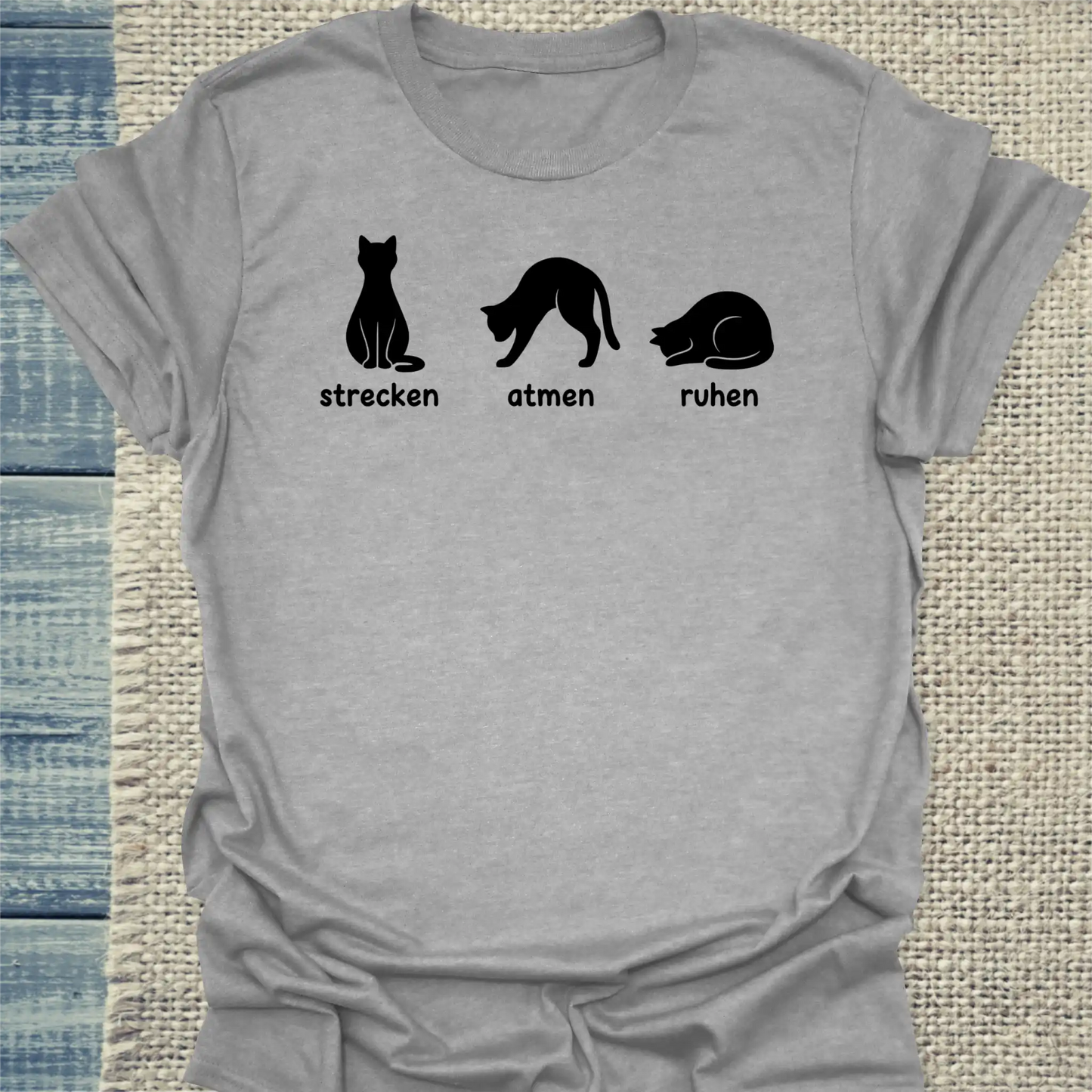 T-Shirt - Yoga - Unisex - Katze Grau