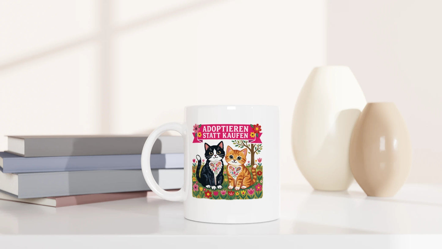 Tasse 325ml - Adoptieren statt kaufen - Katze