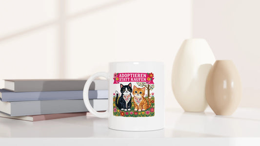 Tasse 325ml - Adoptieren statt kaufen - Katze